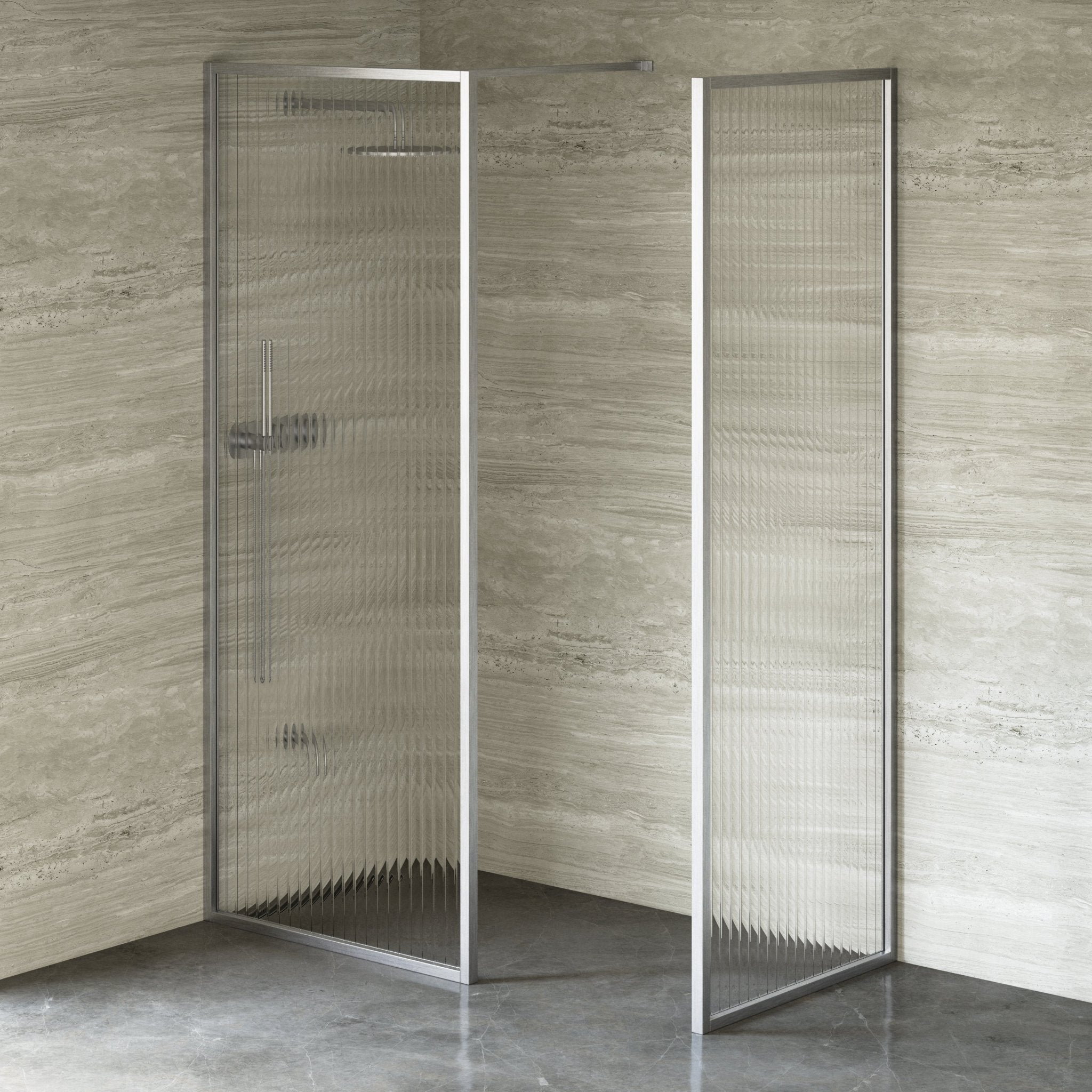 Image of Elara Reeded Shower Screen - Return Panel - Cavari