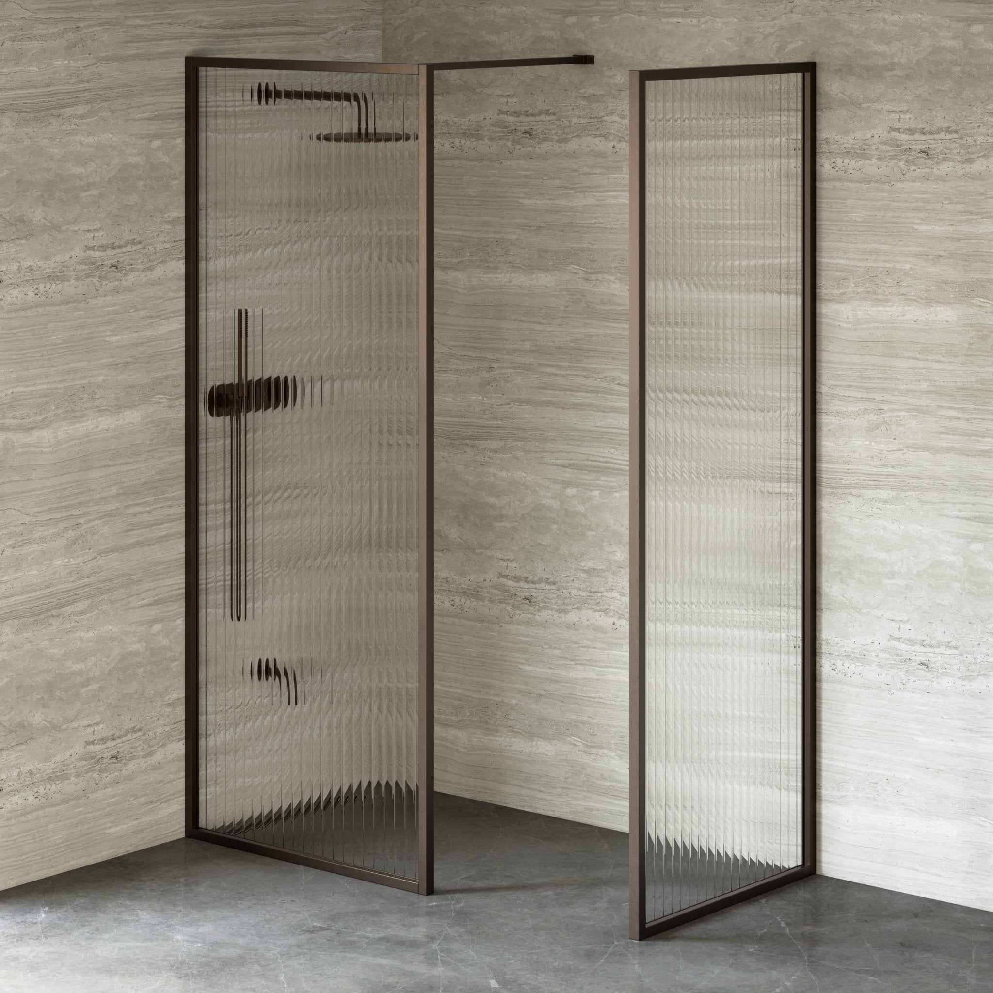 Image of Elara Reeded Shower Screen - Return Panel - Cavari