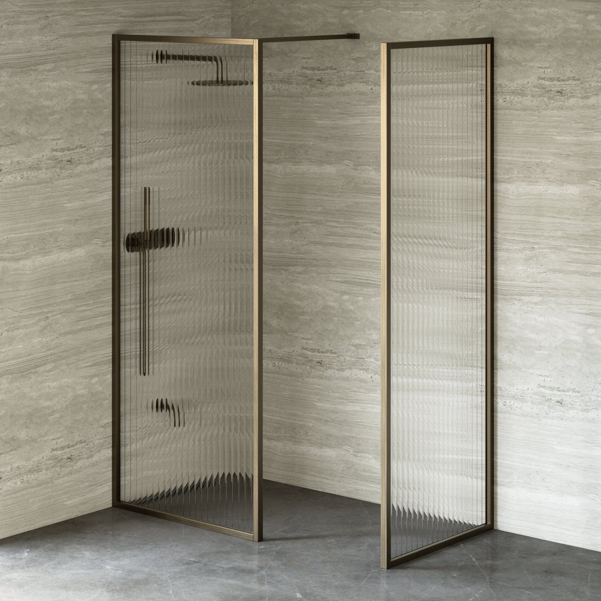 Image of Elara Reeded Shower Screen - Return Panel - Cavari