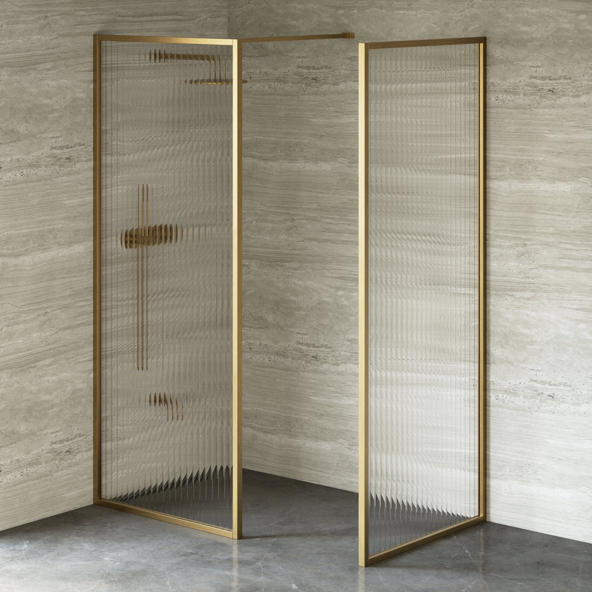 Image of Elara Reeded Shower Screen - Return Panel - Cavari