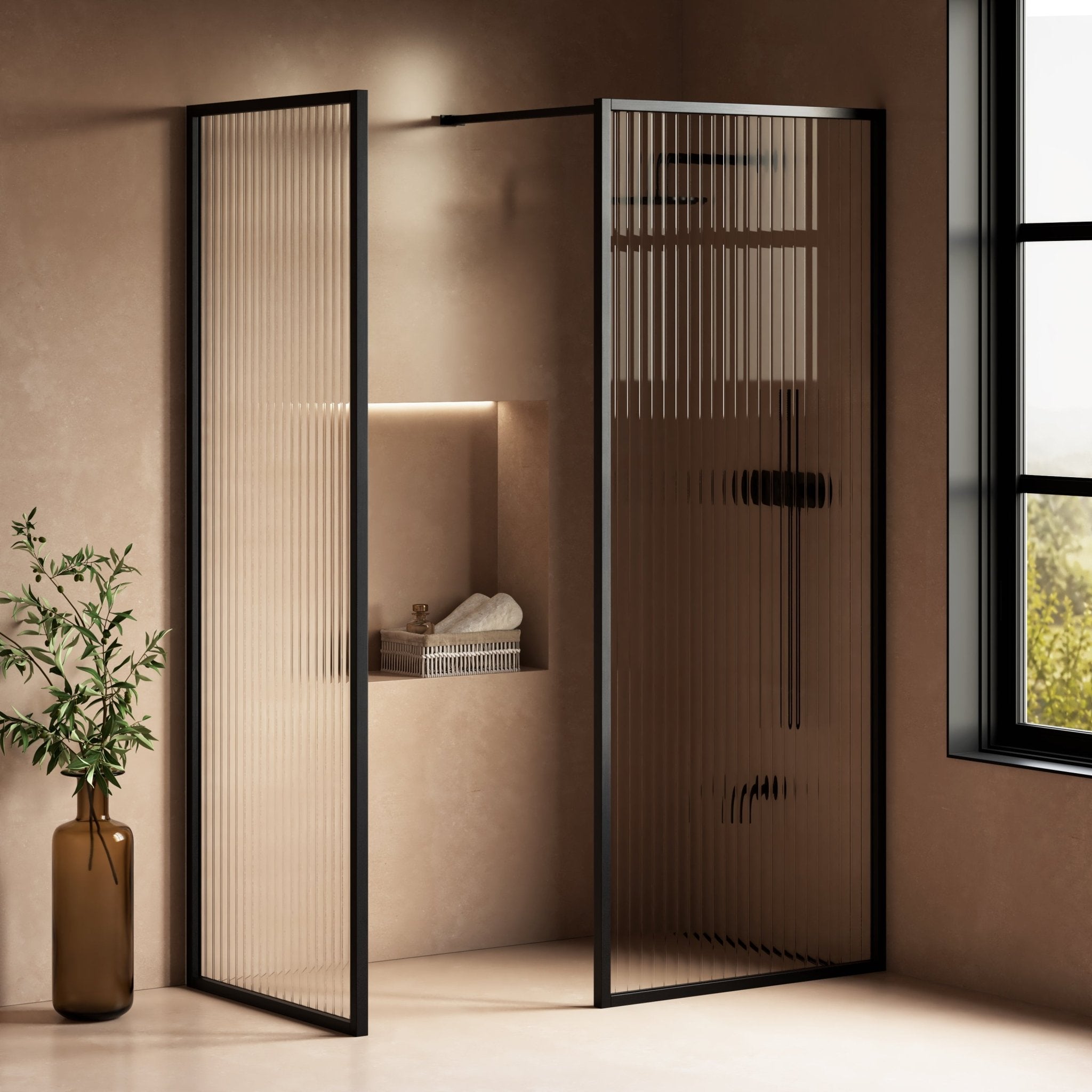 Image of Elara Reeded Shower Screen – Return Panel - Cavari