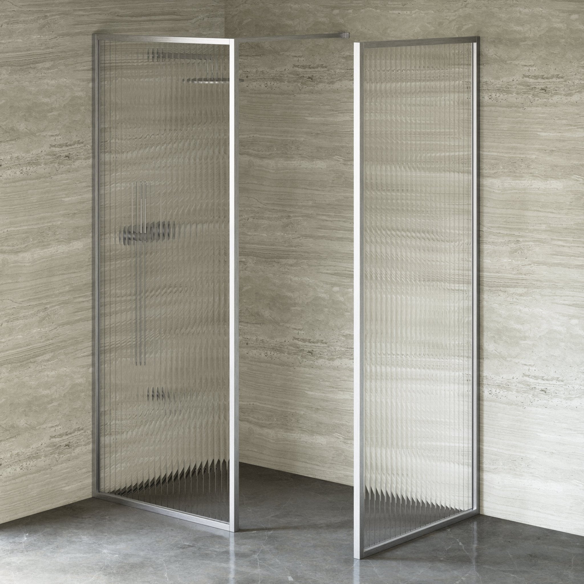 Image of Elara Reeded Shower Screen - Return Panel - Cavari