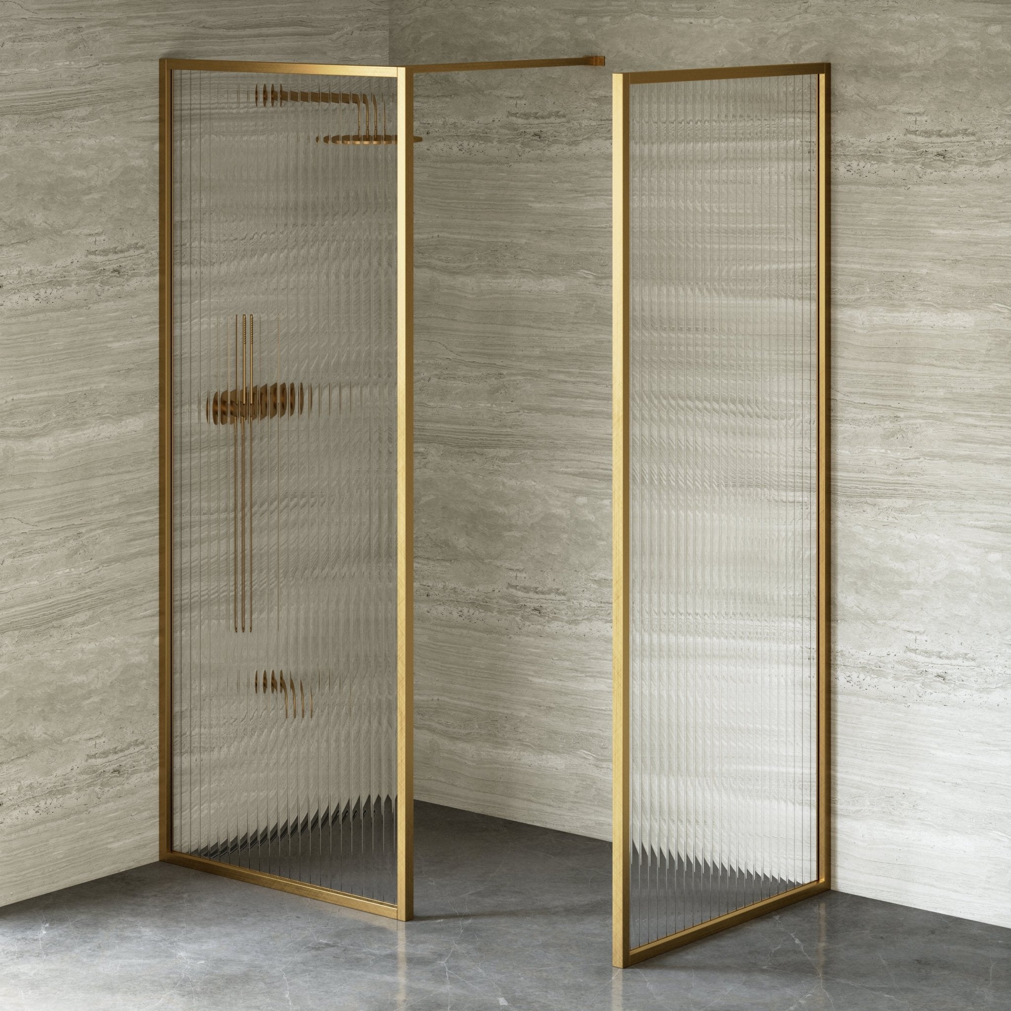 Image of Elara Reeded Shower Screen - Return Panel - Cavari