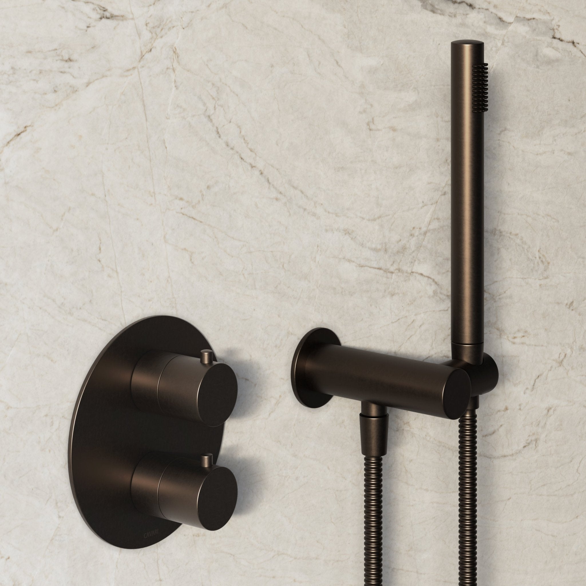 Image of Origin 2-Way Thermostatic Shower Set – Ceiling Mounted Overhead & Angled Hand Shower - Cavari