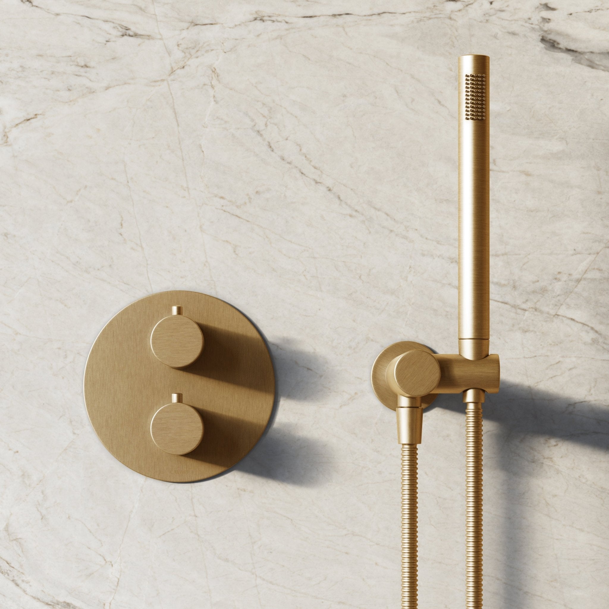 Image of Origin 2-Way Thermostatic Shower Set – Ceiling Mounted Overhead & Angled Hand Shower - Cavari