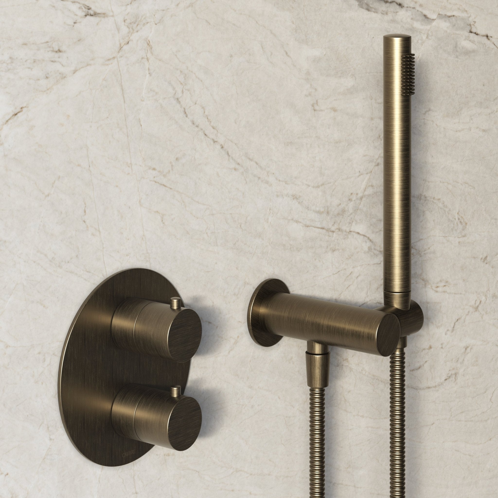 Image of Origin 2-Way Thermostatic Shower Set – Ceiling Mounted Overhead & Angled Hand Shower - Cavari