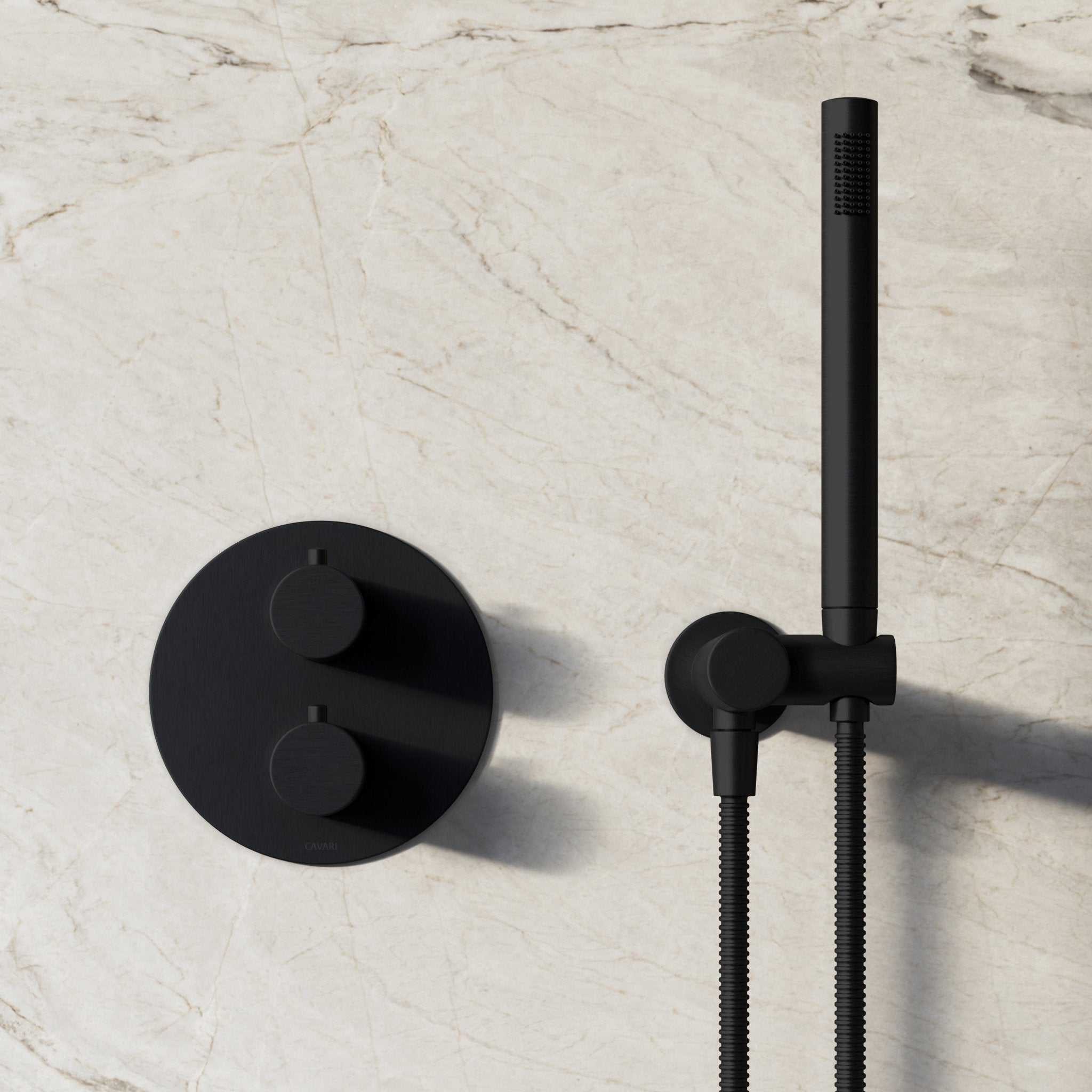 Image of Origin 2-Way Thermostatic Shower Set – Ceiling Mounted Overhead & Angled Hand Shower - Cavari