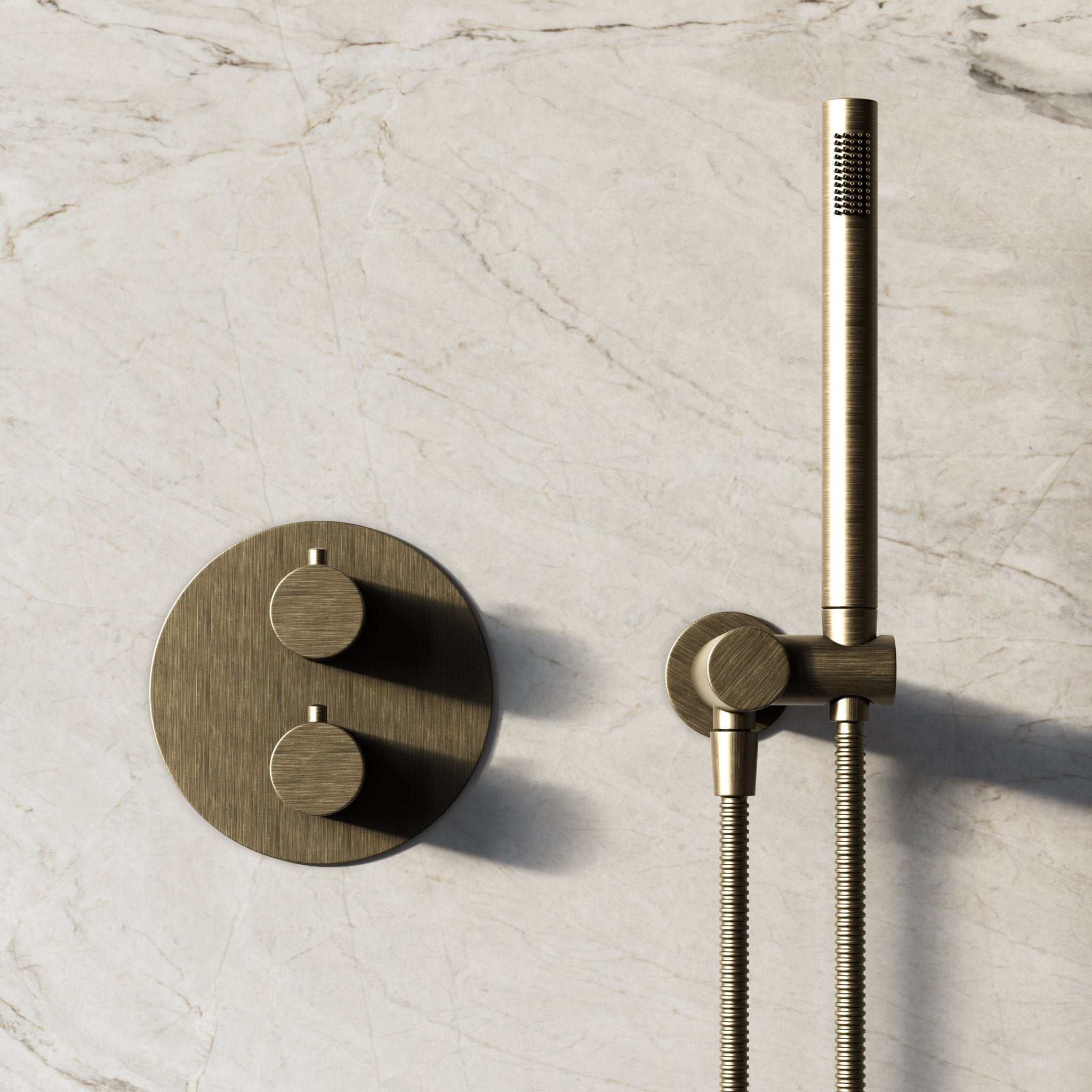 Image of Origin 2-Way Thermostatic Shower Set – Ceiling Mounted Overhead & Angled Hand Shower - Cavari