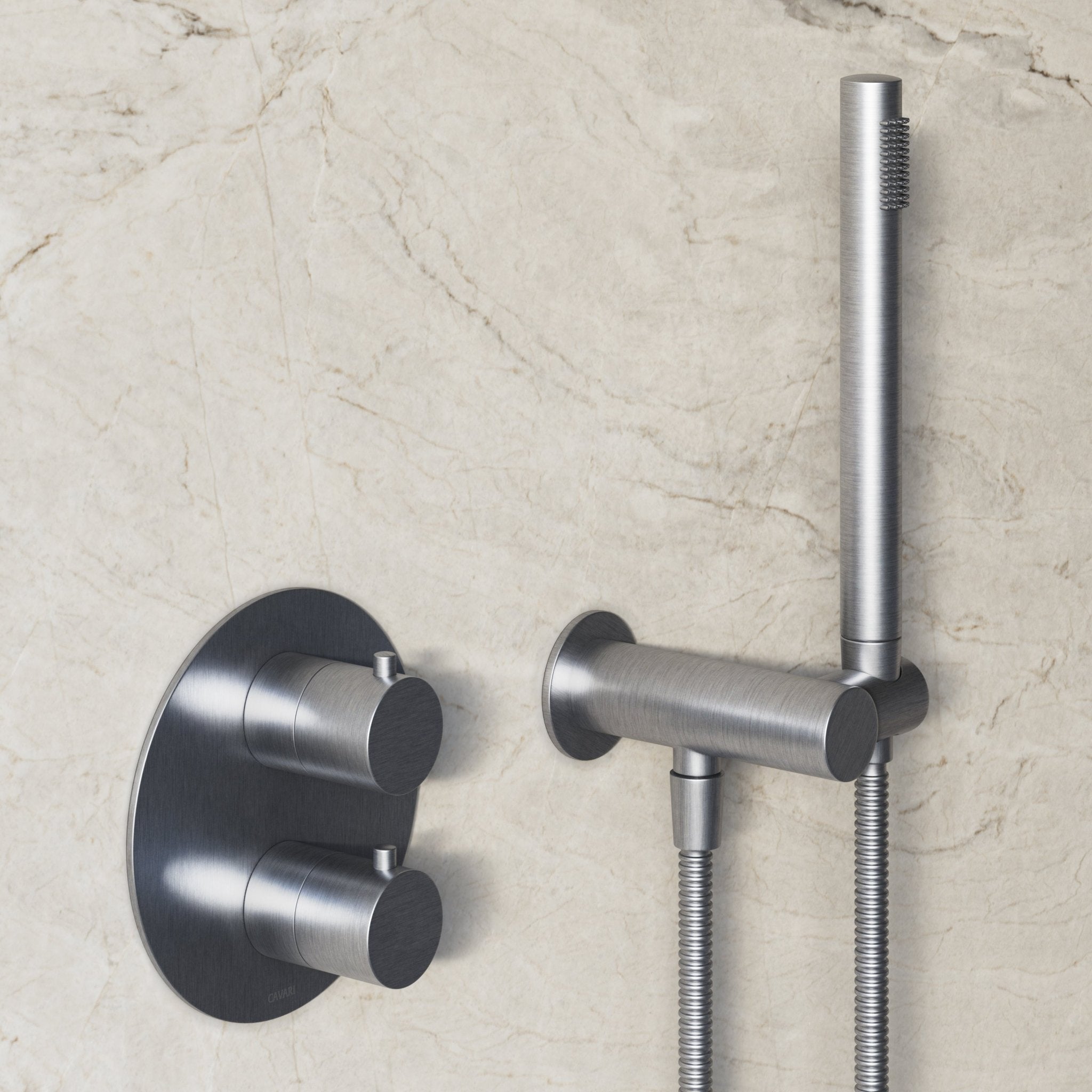 Image of Origin 2-Way Thermostatic Shower Set – Ceiling Mounted Overhead & Angled Hand Shower - Cavari