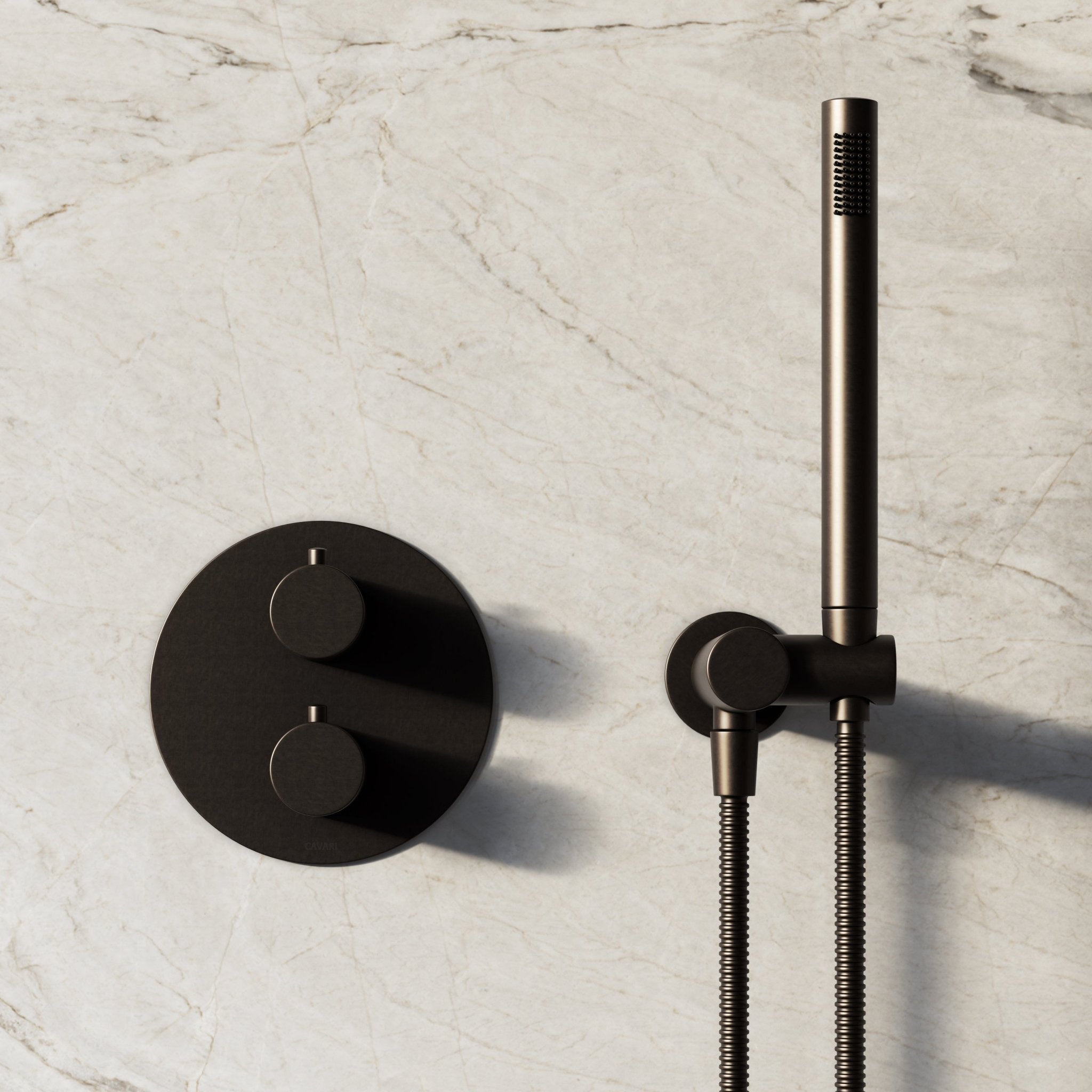 Image of Origin 2-Way Thermostatic Shower Set – Ceiling Mounted Overhead & Angled Hand Shower - Cavari