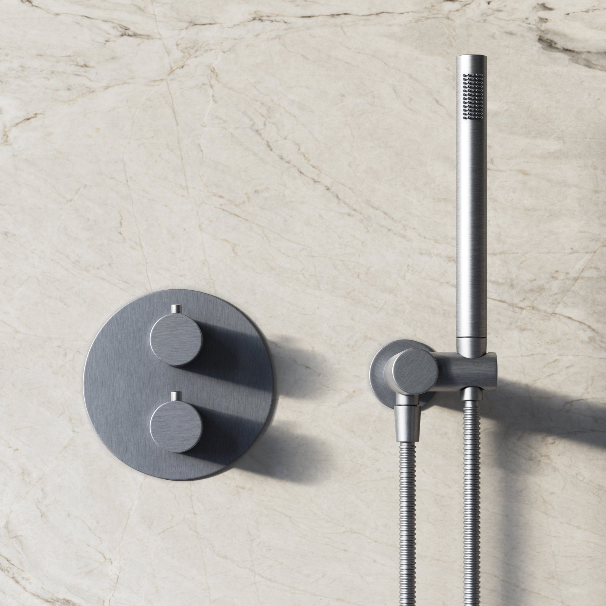 Image of Origin 2-Way Thermostatic Shower Set – Ceiling Mounted Overhead & Angled Hand Shower - Cavari