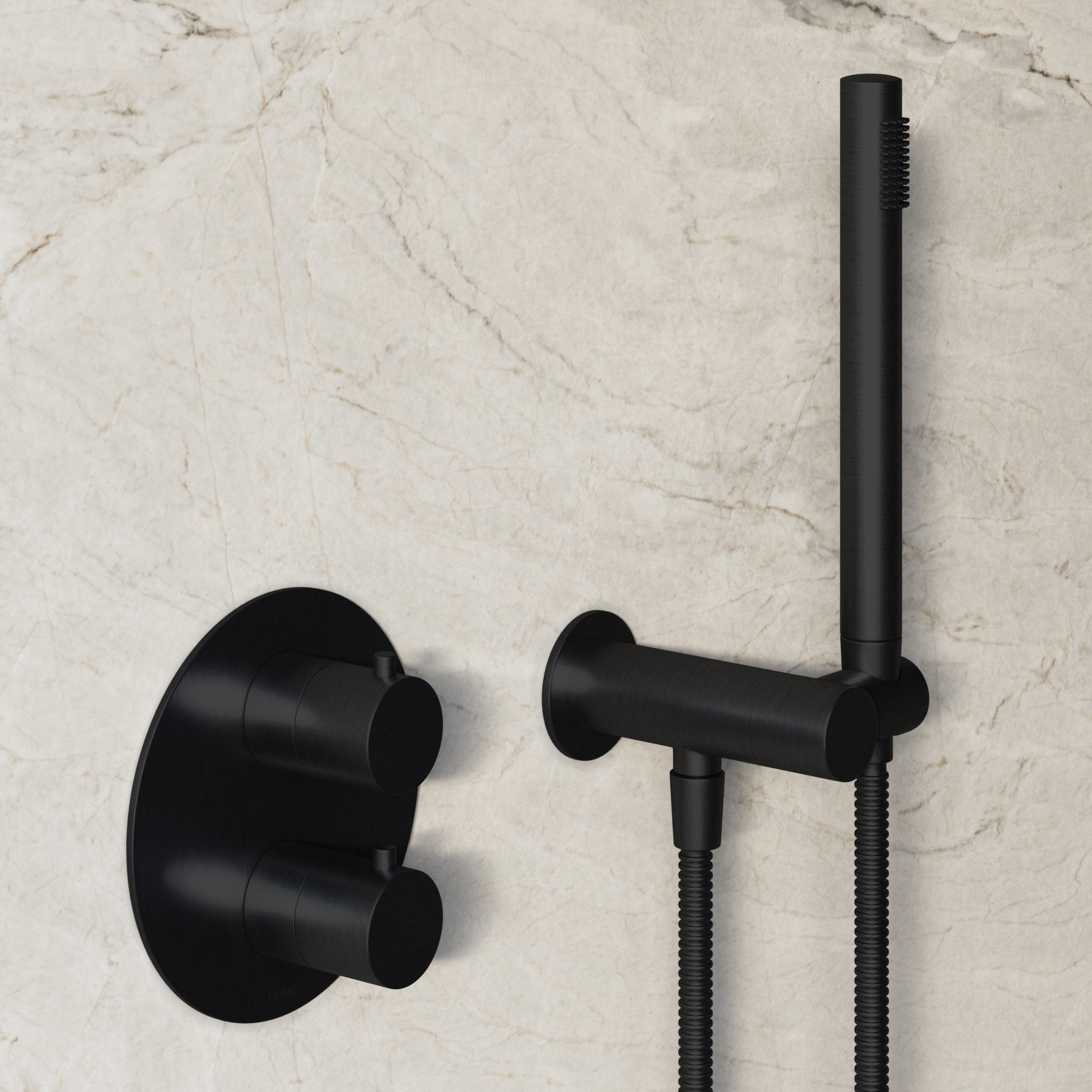 Image of Origin 2-Way Thermostatic Shower Set – Ceiling Mounted Overhead & Angled Hand Shower - Cavari