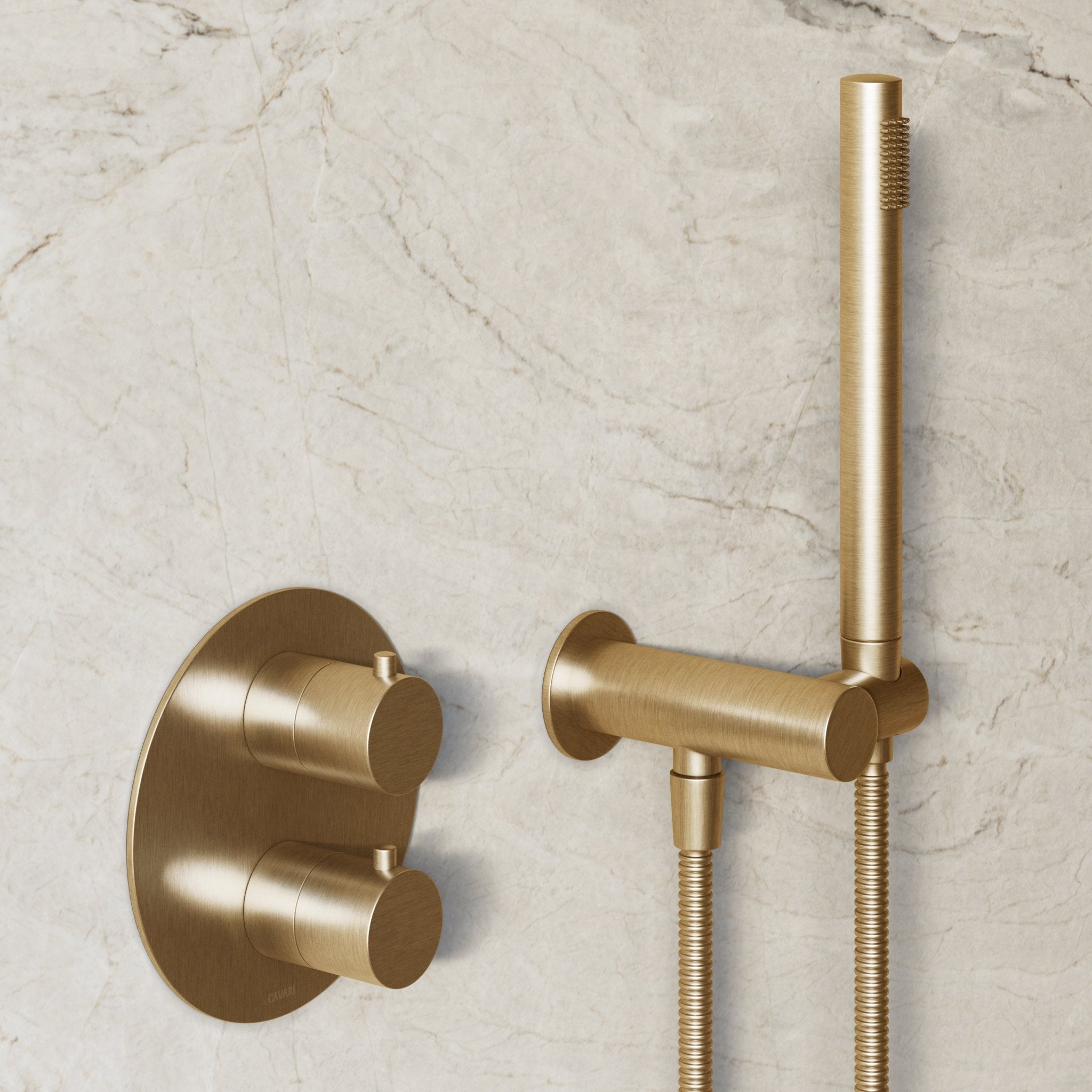 Image of Origin 2-Way Thermostatic Shower Set – Ceiling Mounted Overhead & Angled Hand Shower - Cavari