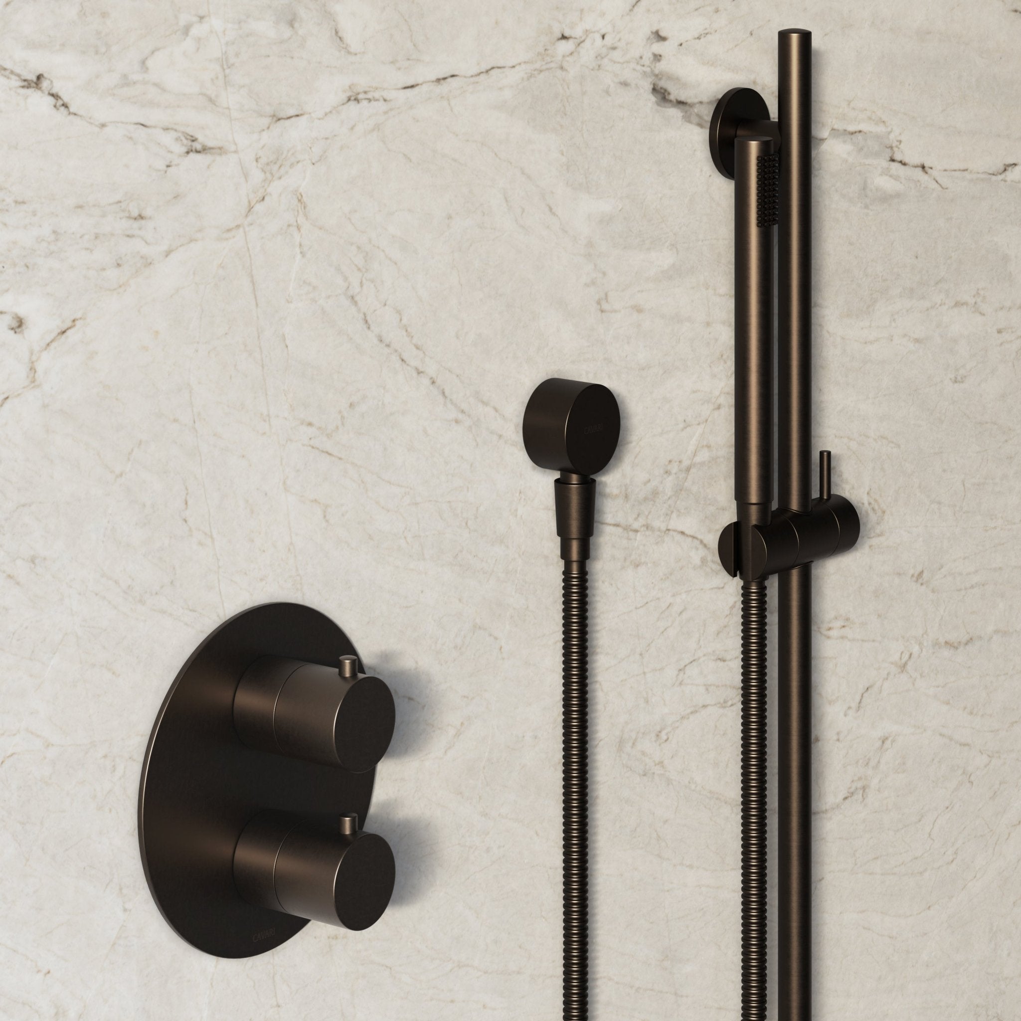 Image of Origin 2-Way Thermostatic Shower Set – Ceiling Mounted Overhead & Slide Rail Hand Shower - Cavari