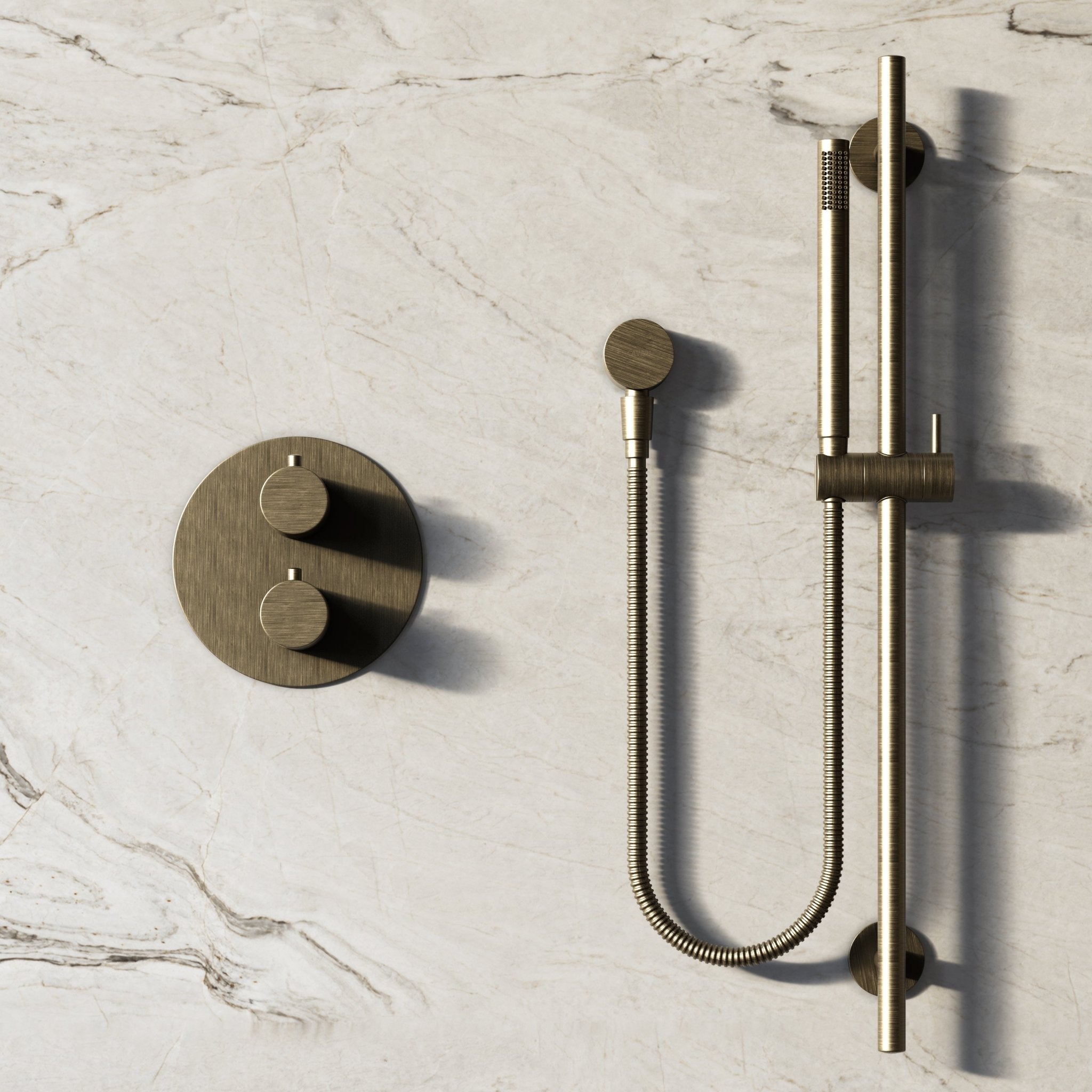 Image of Origin 2-Way Thermostatic Shower Set – Ceiling Mounted Overhead & Slide Rail Hand Shower - Cavari