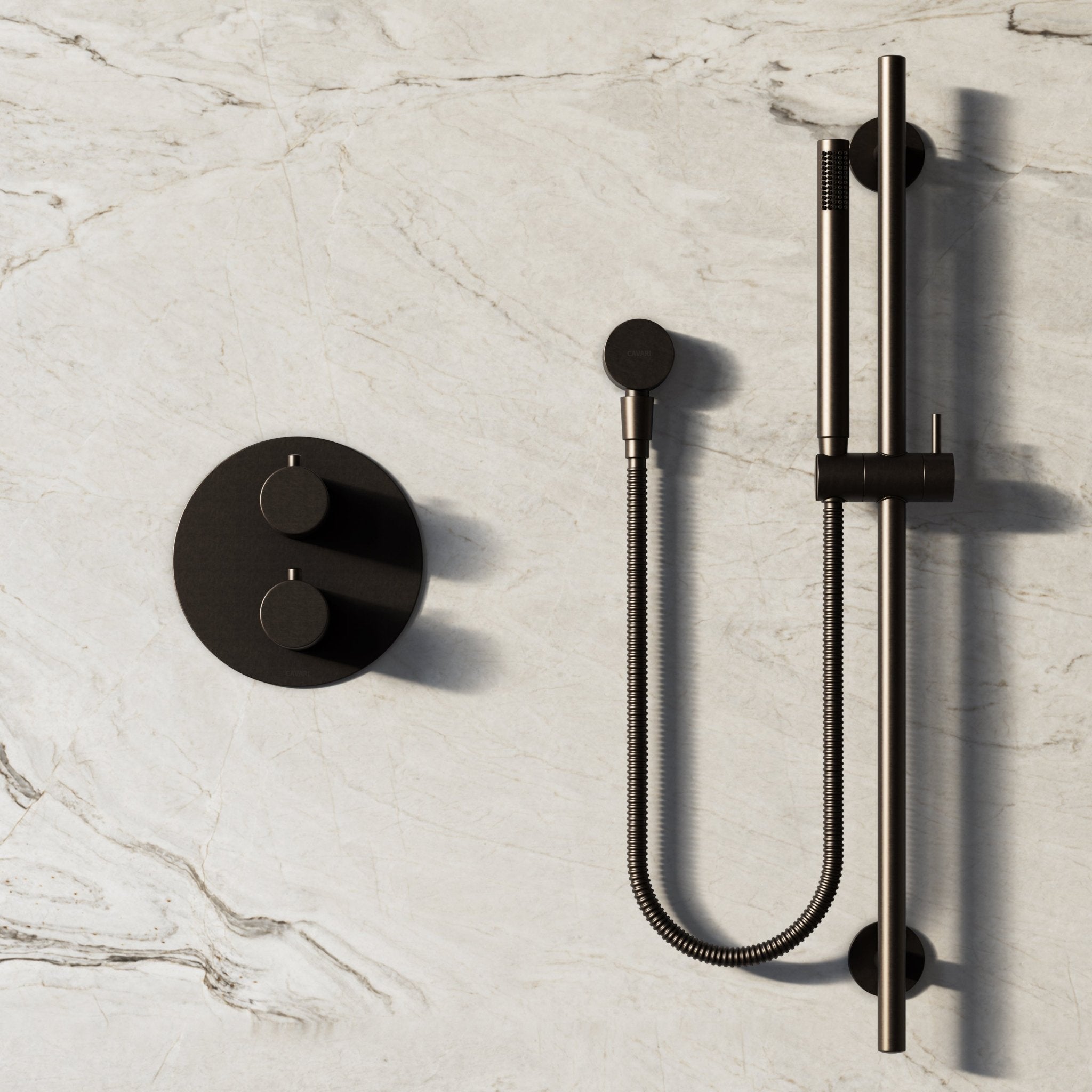 Image of Origin 2-Way Thermostatic Shower Set – Ceiling Mounted Overhead & Slide Rail Hand Shower - Cavari