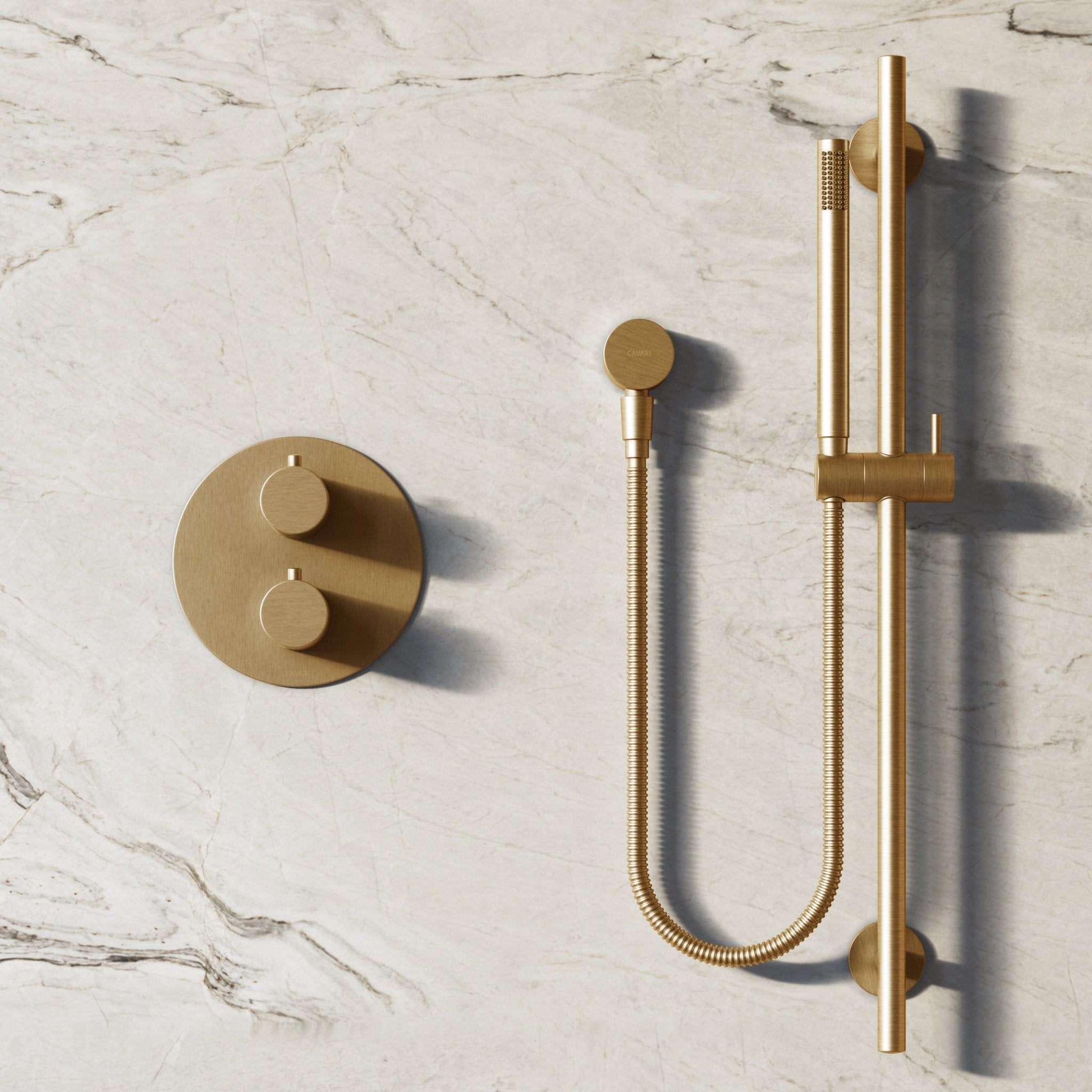Image of Origin 2-Way Thermostatic Shower Set – Ceiling Mounted Overhead & Slide Rail Hand Shower - Cavari