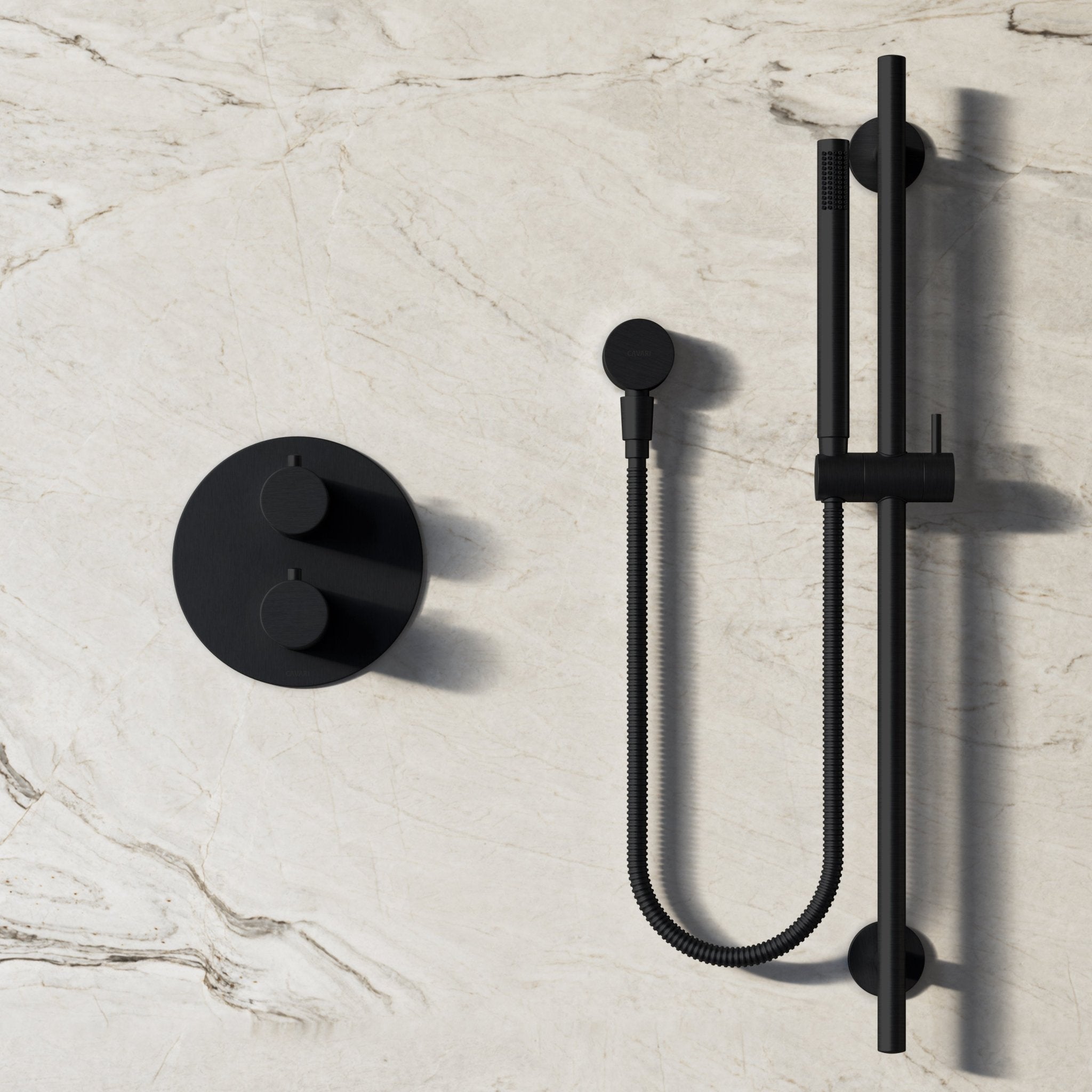 Image of Origin 2-Way Thermostatic Shower Set – Ceiling Mounted Overhead & Slide Rail Hand Shower - Cavari