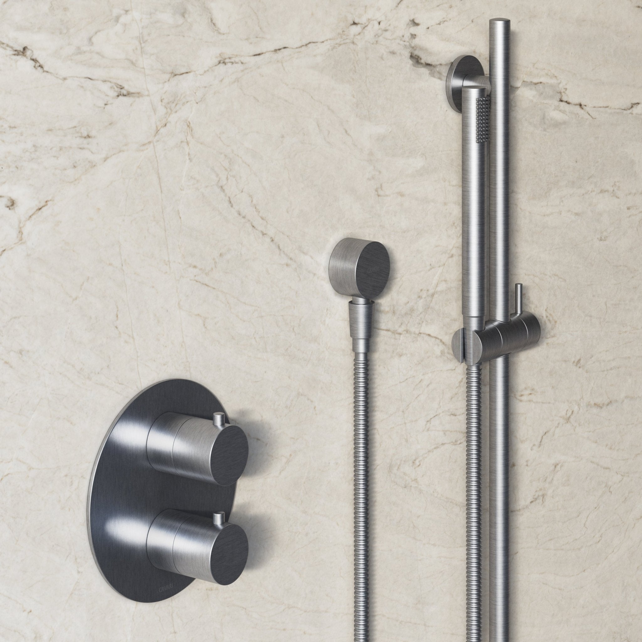 Image of Origin 2-Way Thermostatic Shower Set – Ceiling Mounted Overhead & Slide Rail Hand Shower - Cavari