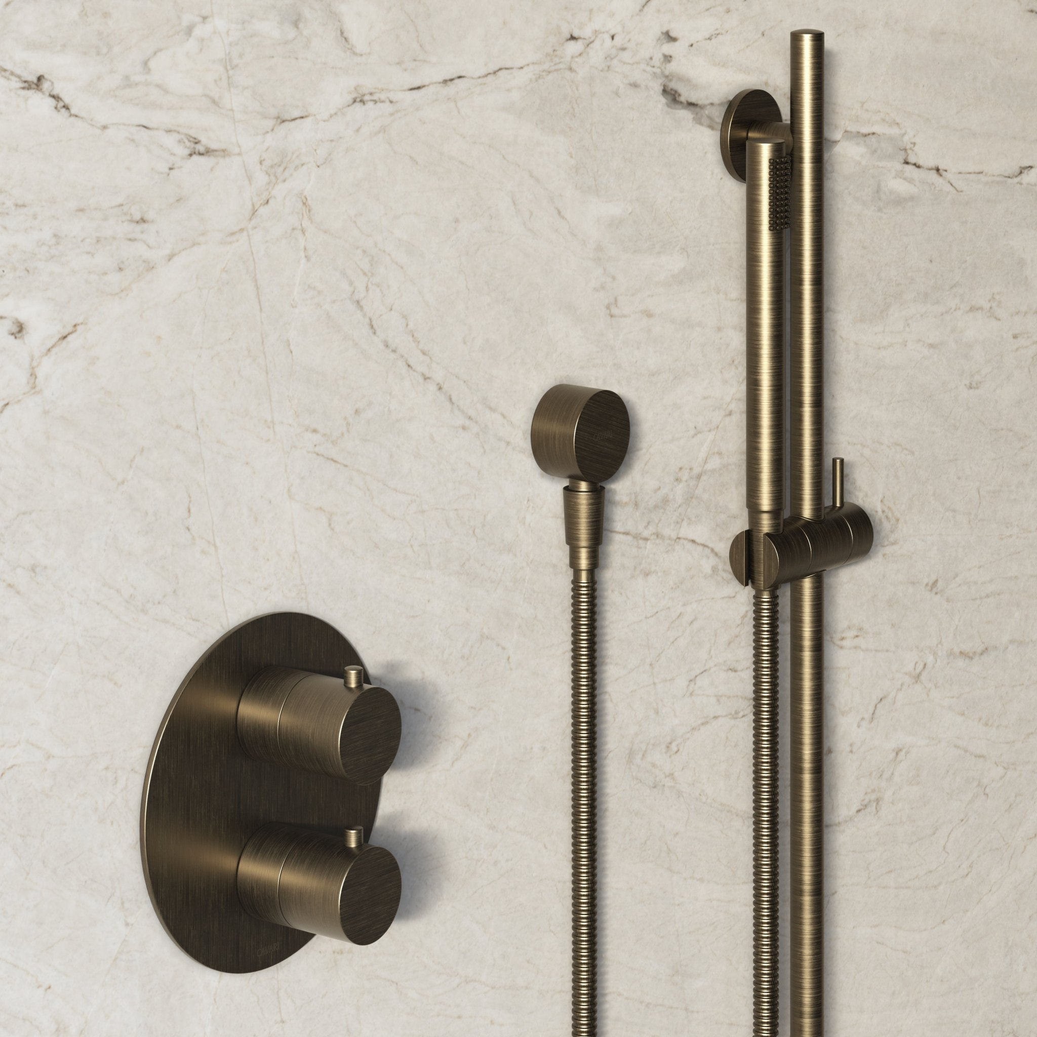 Image of Origin 2-Way Thermostatic Shower Set – Ceiling Mounted Overhead & Slide Rail Hand Shower - Cavari