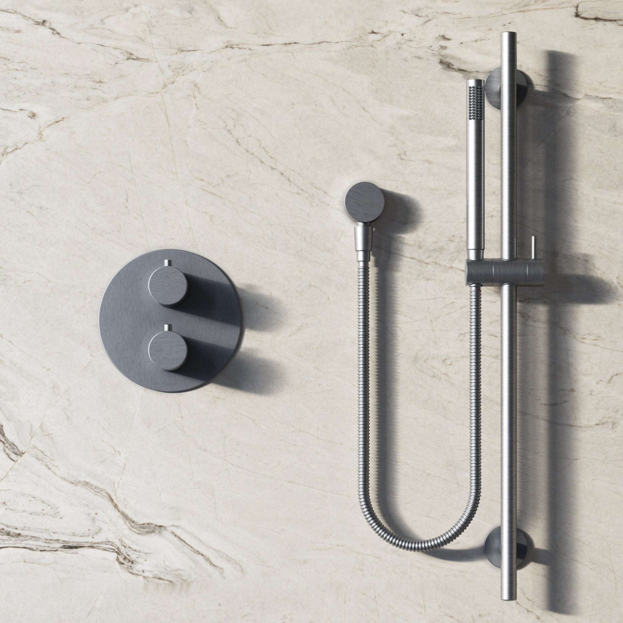 Image of Origin 2-Way Thermostatic Shower Set – Ceiling Mounted Overhead & Slide Rail Hand Shower - Cavari