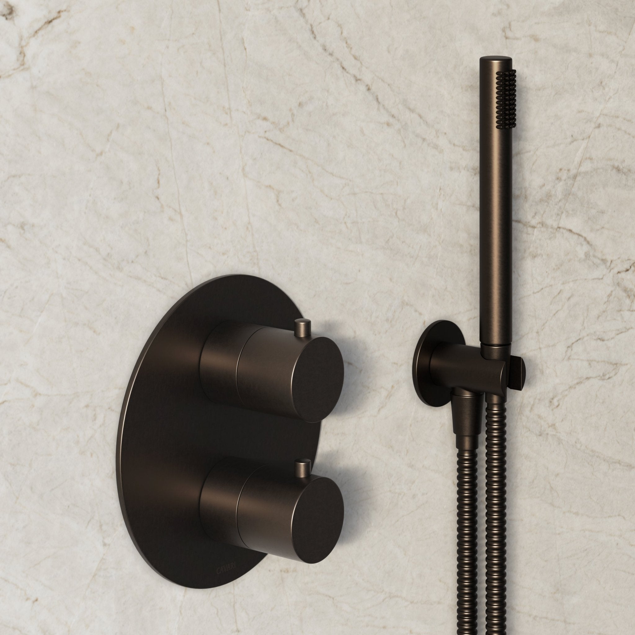 Image of Origin 2-Way Thermostatic Shower Set – Ceiling Mounted Overhead & Straight Hand Shower - Cavari