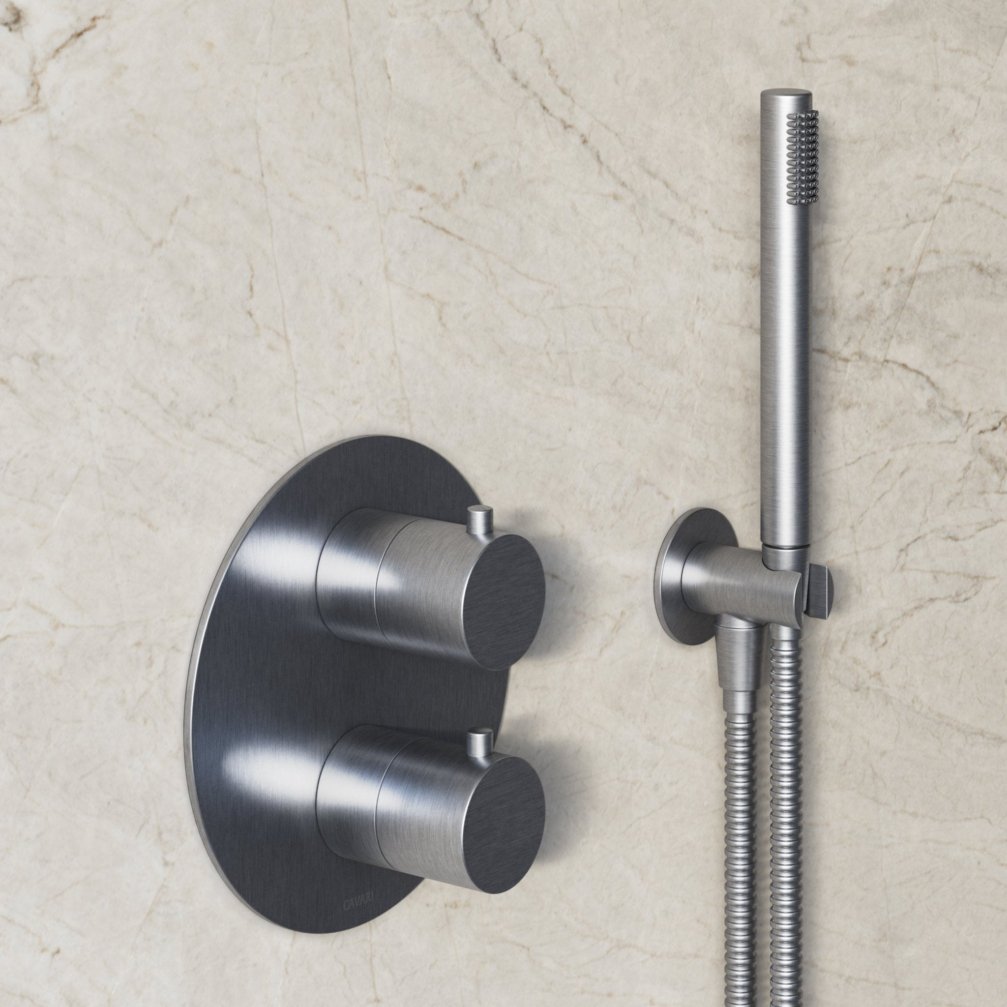 Image of Origin 2-Way Thermostatic Shower Set – Ceiling Mounted Overhead & Straight Hand Shower - Cavari