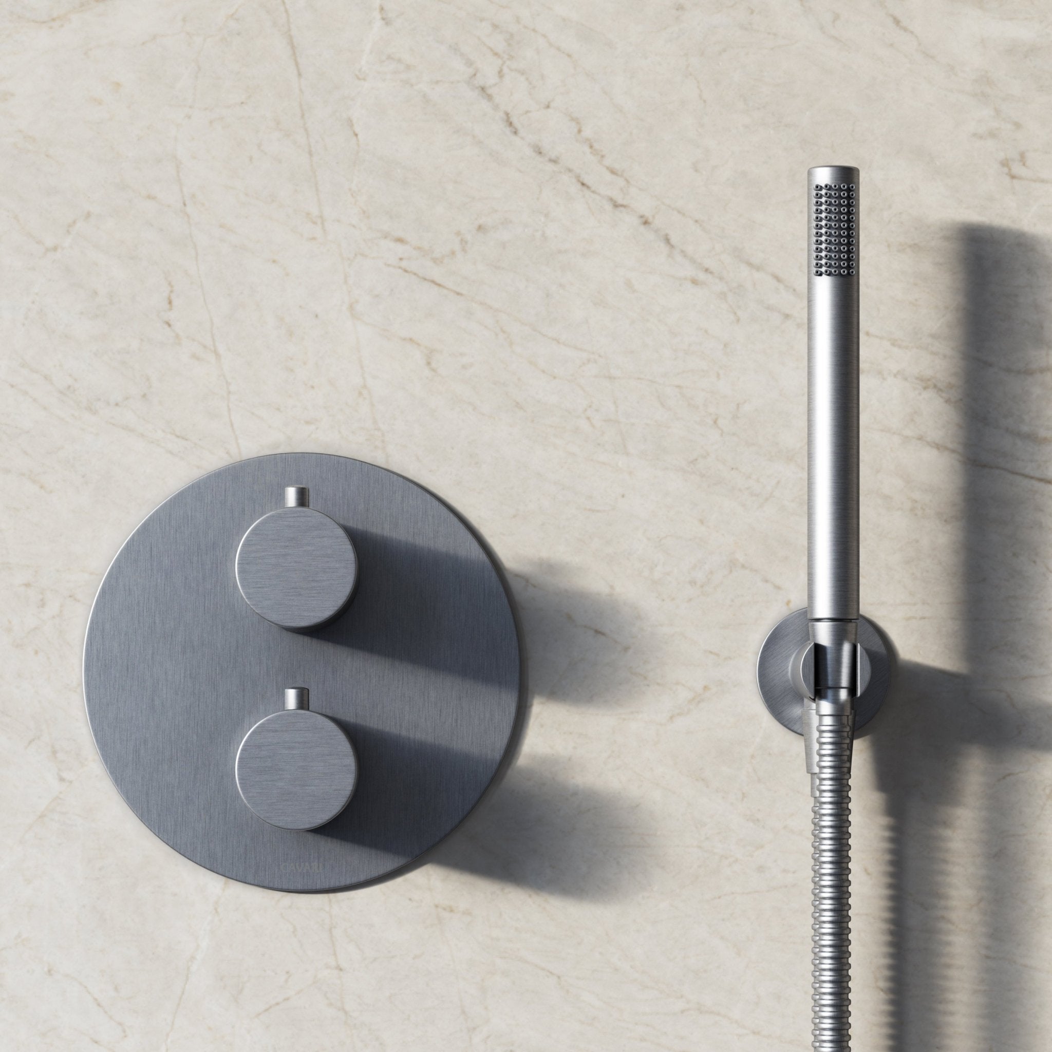 Image of Origin 2-Way Thermostatic Shower Set – Ceiling Mounted Overhead & Straight Hand Shower - Cavari