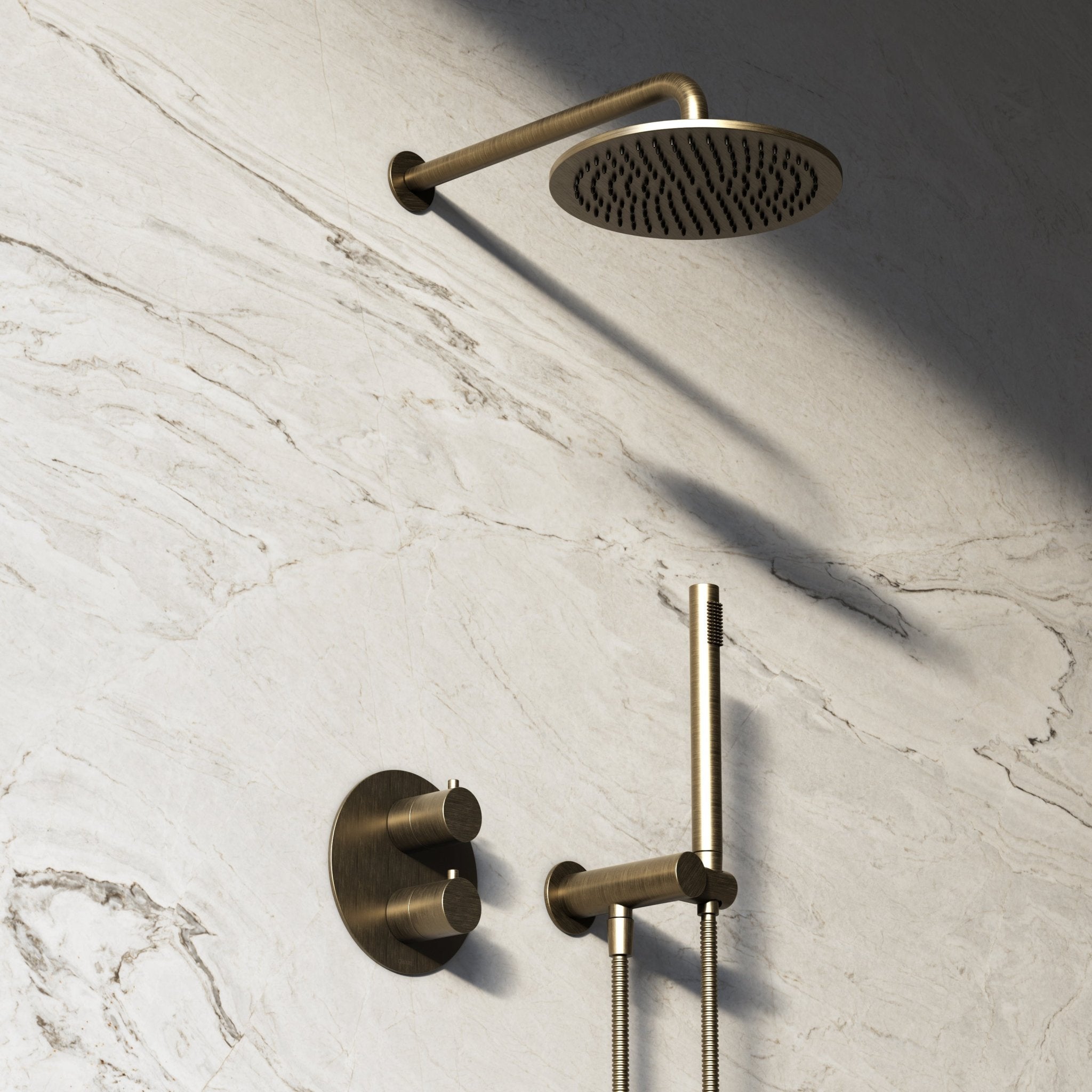 Image of Origin 2-Way Thermostatic Shower Set – Overhead & Angled Hand Shower - Cavari