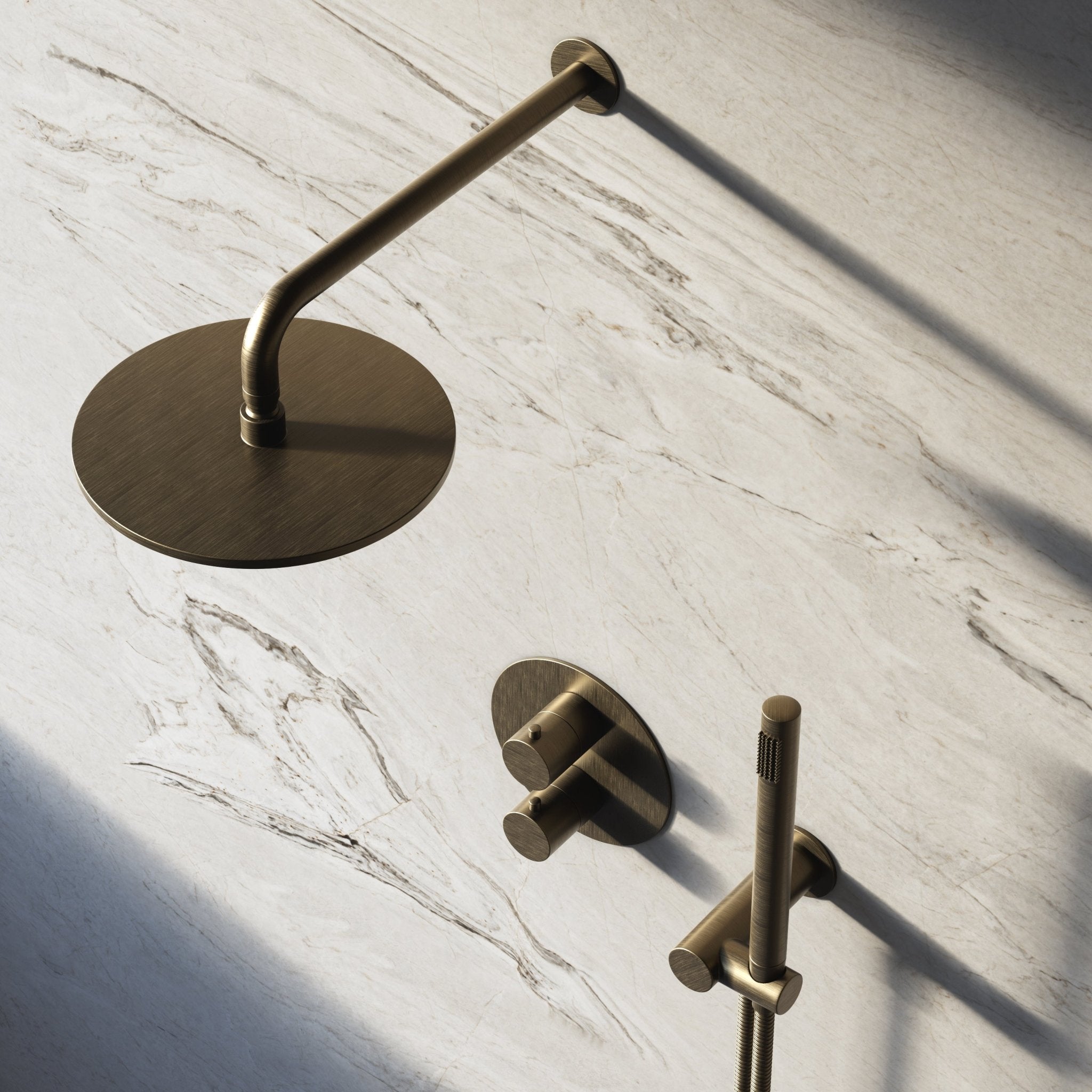Image of Origin 2-Way Thermostatic Shower Set – Overhead & Angled Hand Shower - Cavari