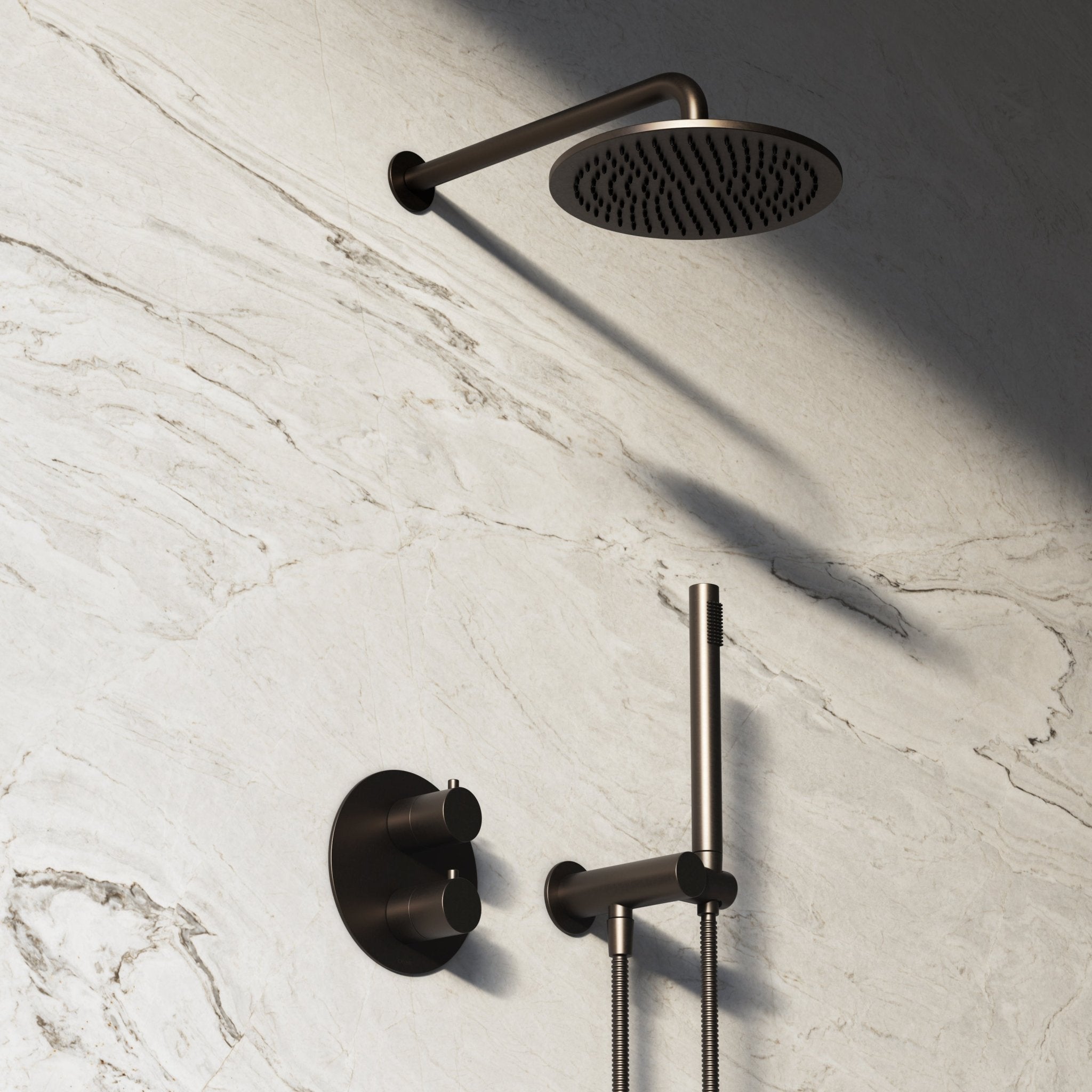 Image of Origin 2-Way Thermostatic Shower Set – Overhead & Angled Hand Shower - Cavari