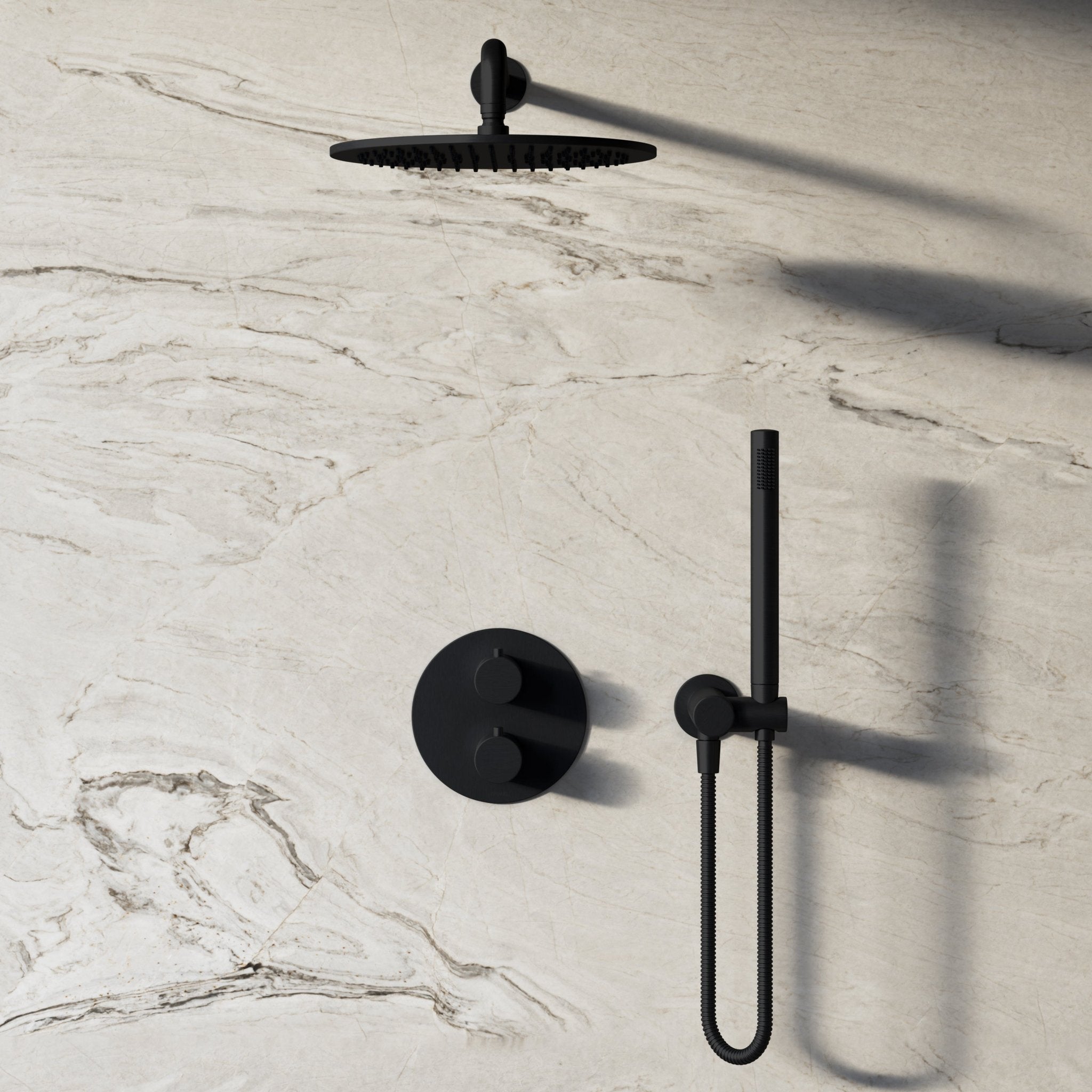 Image of Origin 2-Way Thermostatic Shower Set – Overhead & Angled Hand Shower - Cavari