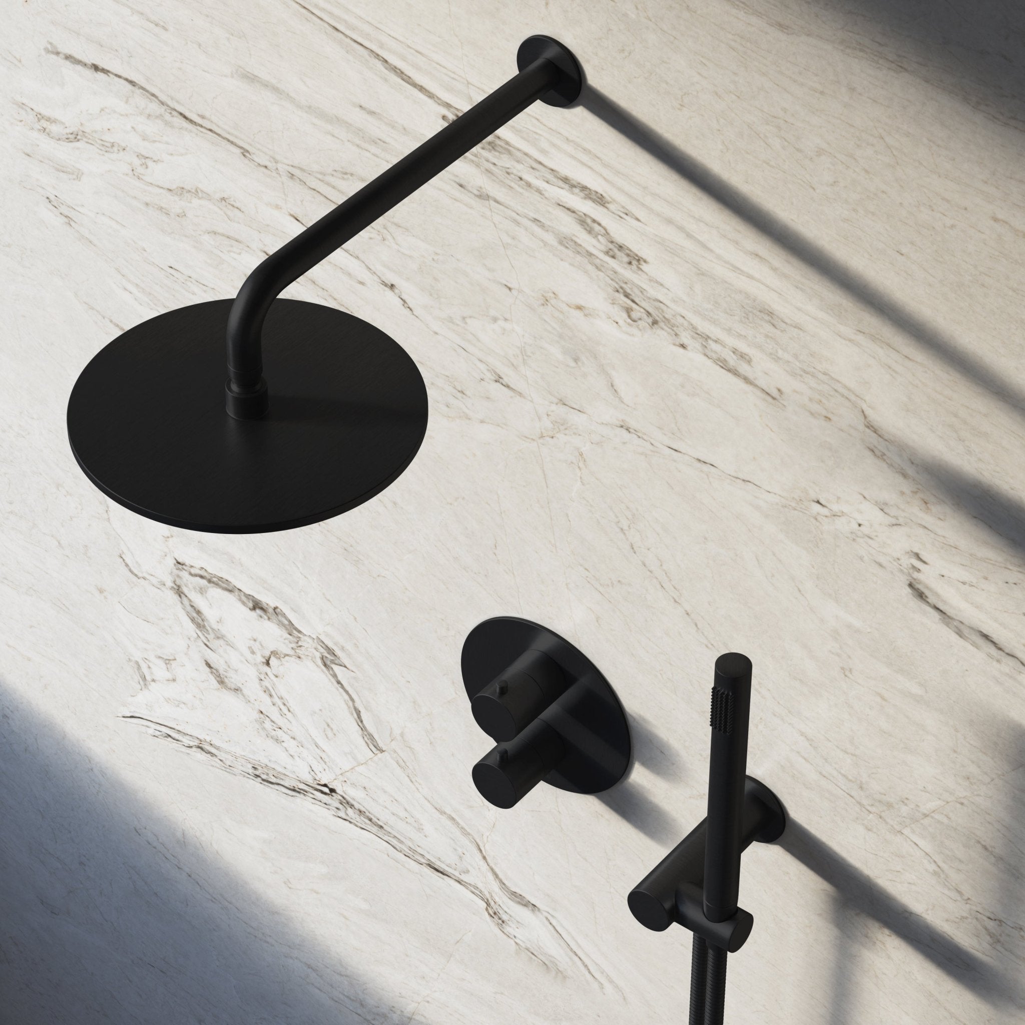 Image of Origin 2-Way Thermostatic Shower Set – Overhead & Angled Hand Shower - Cavari
