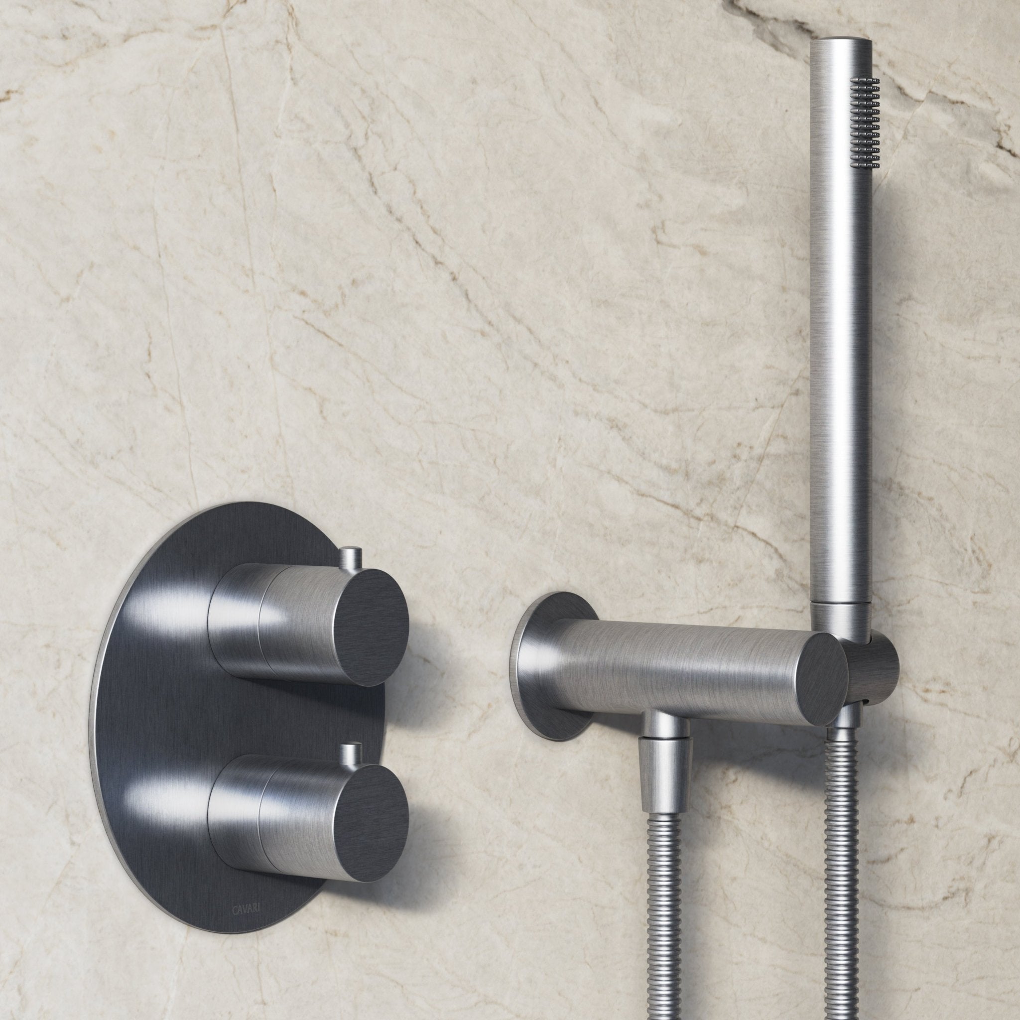 Image of Origin 2-Way Thermostatic Shower Set – Overhead & Angled Hand Shower - Cavari
