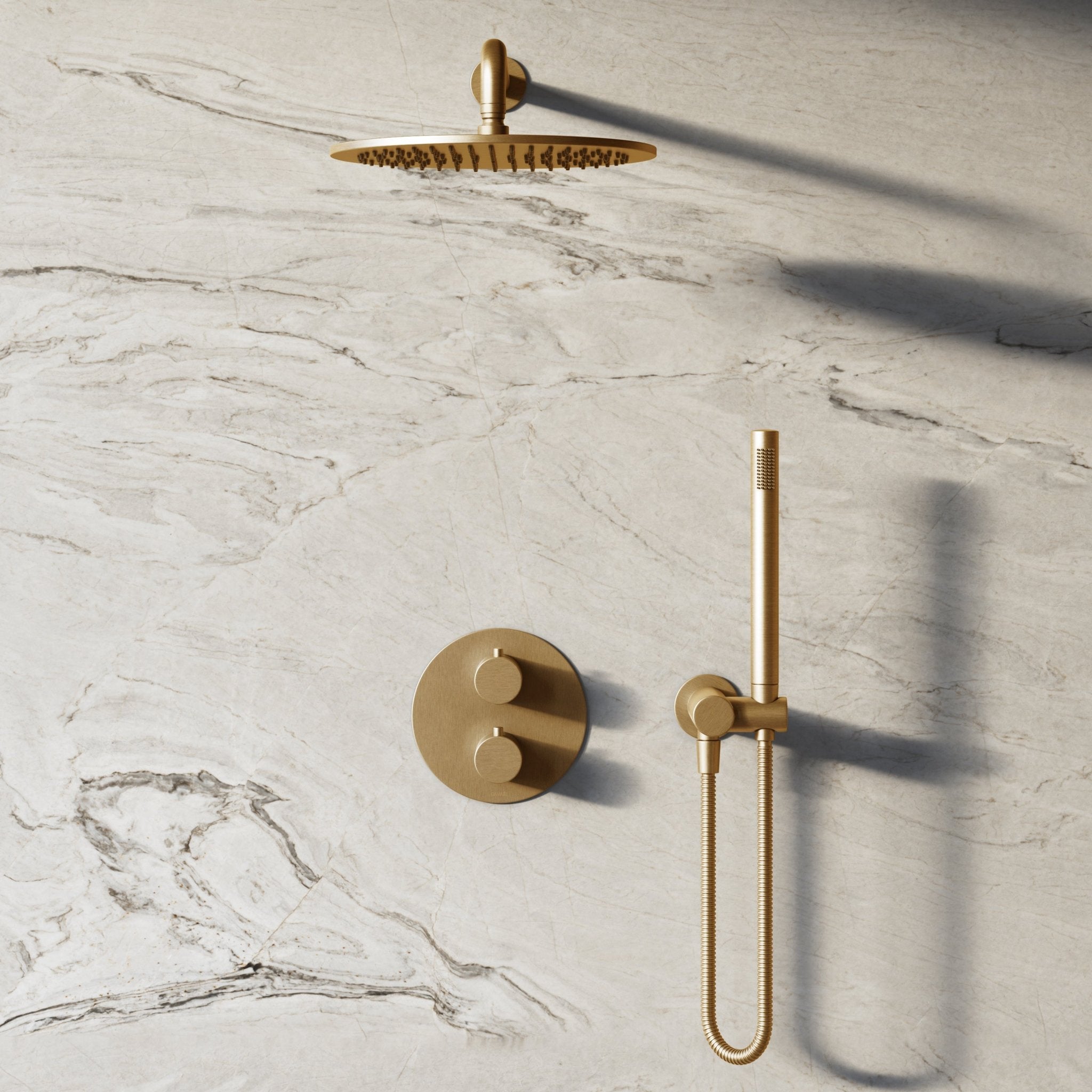 Image of Origin 2-Way Thermostatic Shower Set – Overhead & Angled Hand Shower - Cavari