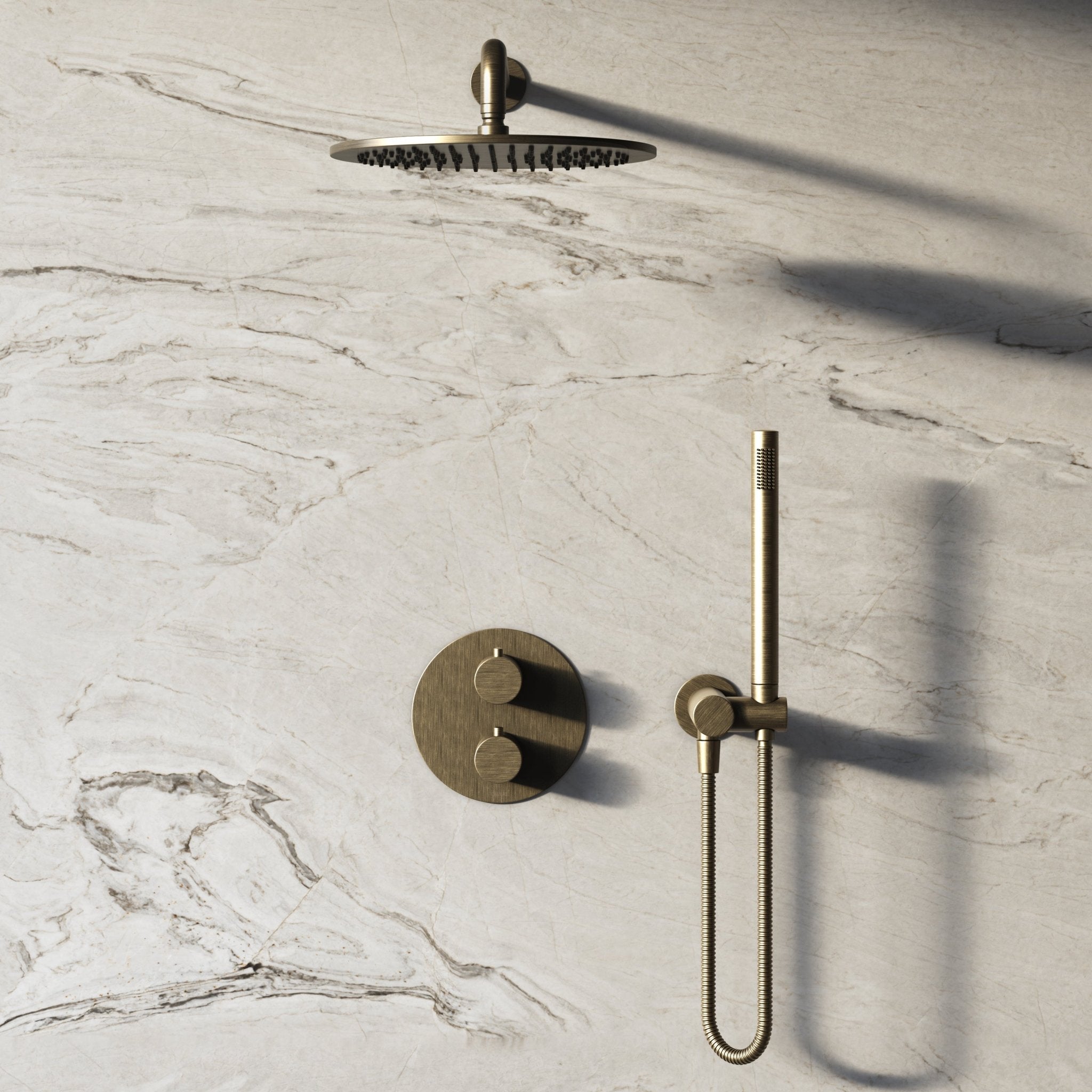 Image of Origin 2-Way Thermostatic Shower Set – Overhead & Angled Hand Shower - Cavari