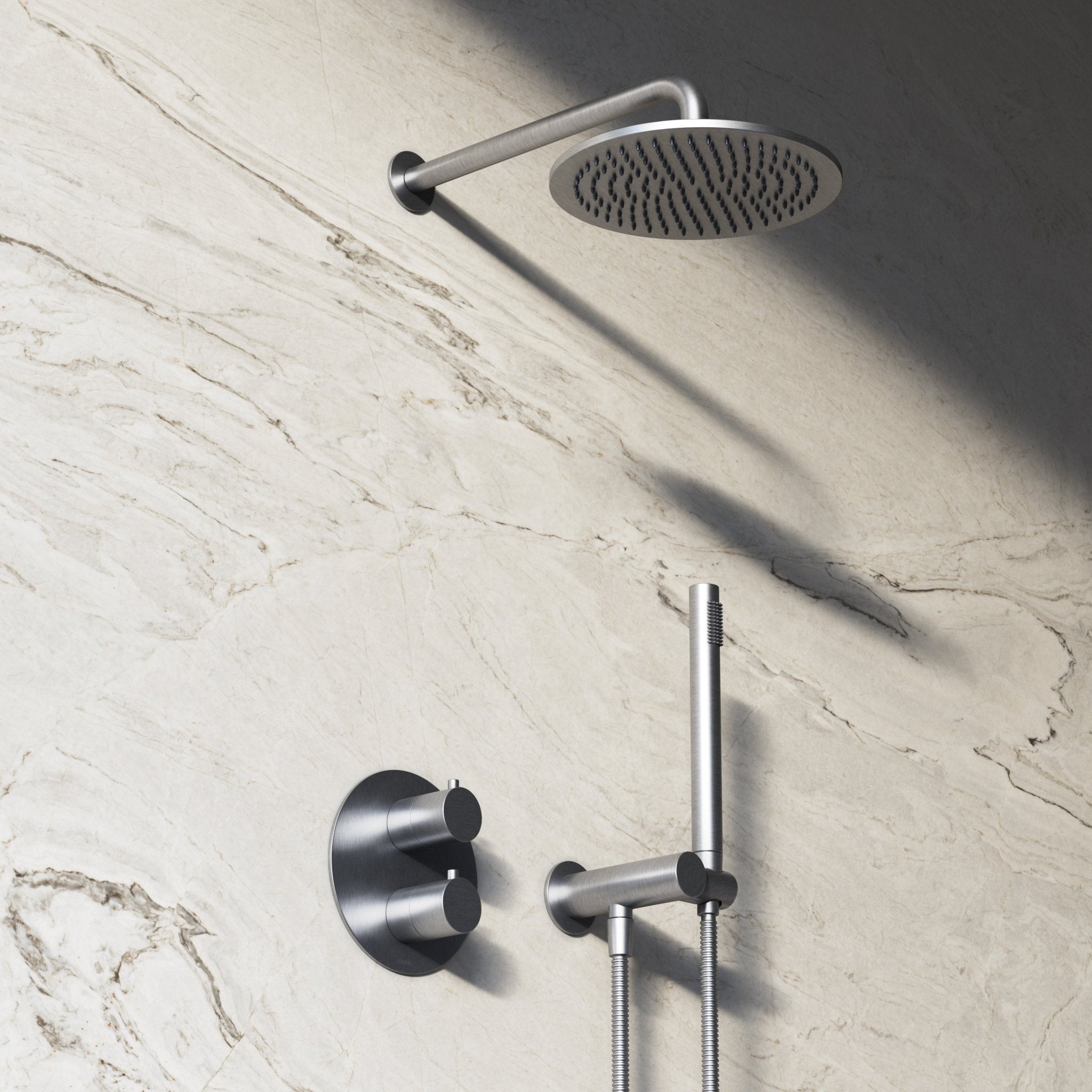 Image of Origin 2-Way Thermostatic Shower Set – Overhead & Angled Hand Shower - Cavari