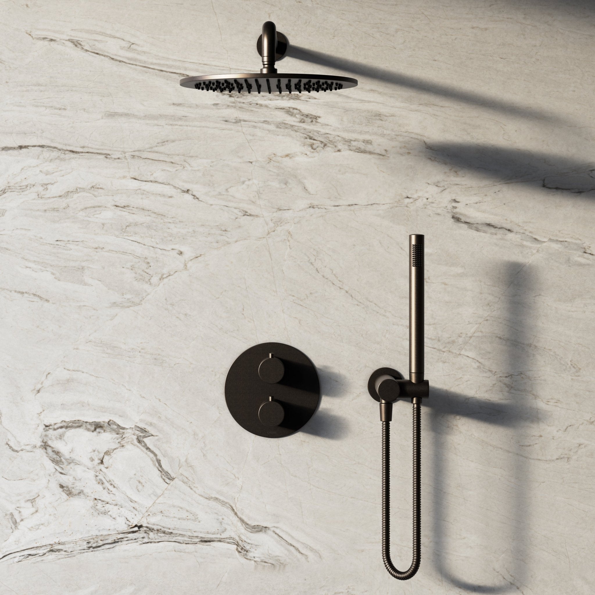 Image of Origin 2-Way Thermostatic Shower Set – Overhead & Angled Hand Shower - Cavari