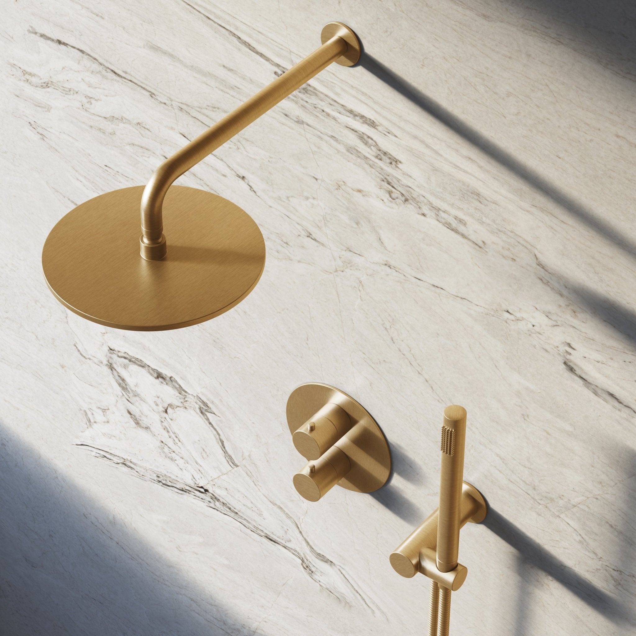Image of Origin 2-Way Thermostatic Shower Set – Overhead & Angled Hand Shower - Cavari
