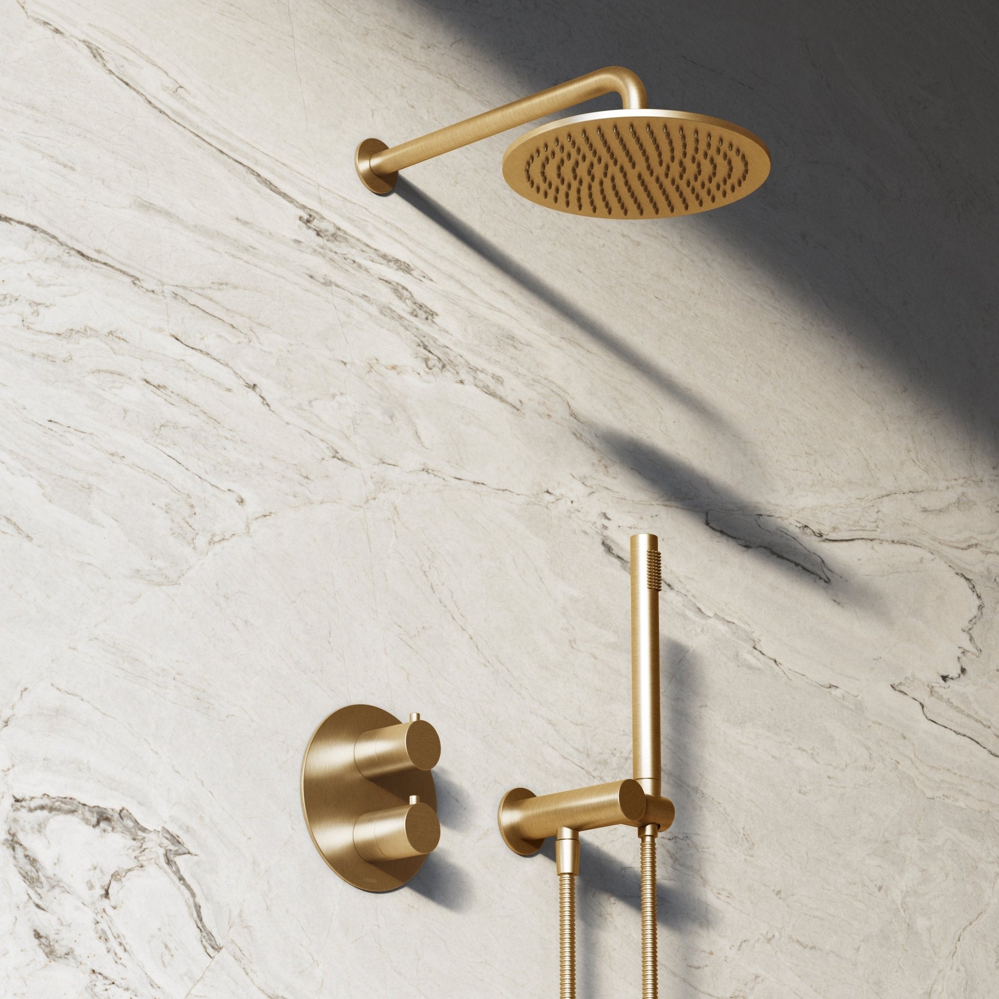 Image of Origin 2-Way Thermostatic Shower Set – Overhead & Angled Hand Shower - Cavari