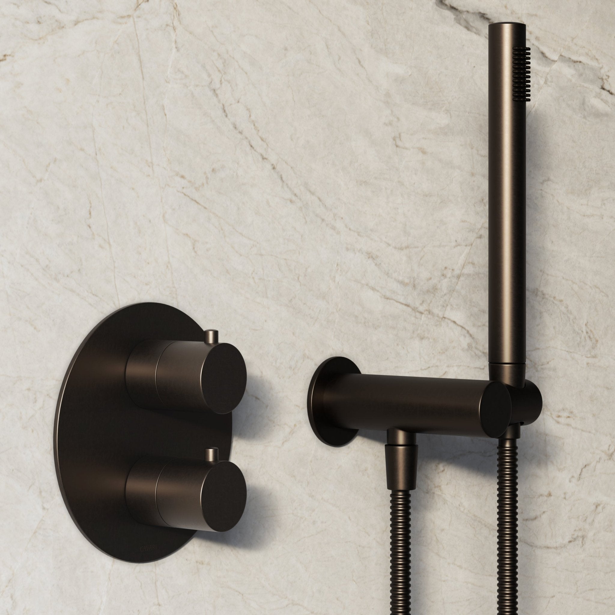 Image of Origin 2-Way Thermostatic Shower Set – Overhead & Angled Hand Shower - Cavari