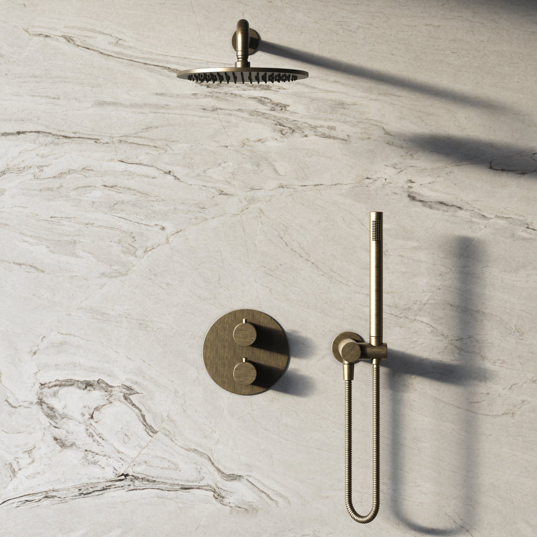 Image of Origin 2-Way Thermostatic Shower Set – Overhead & Angled Hand Shower - Cavari