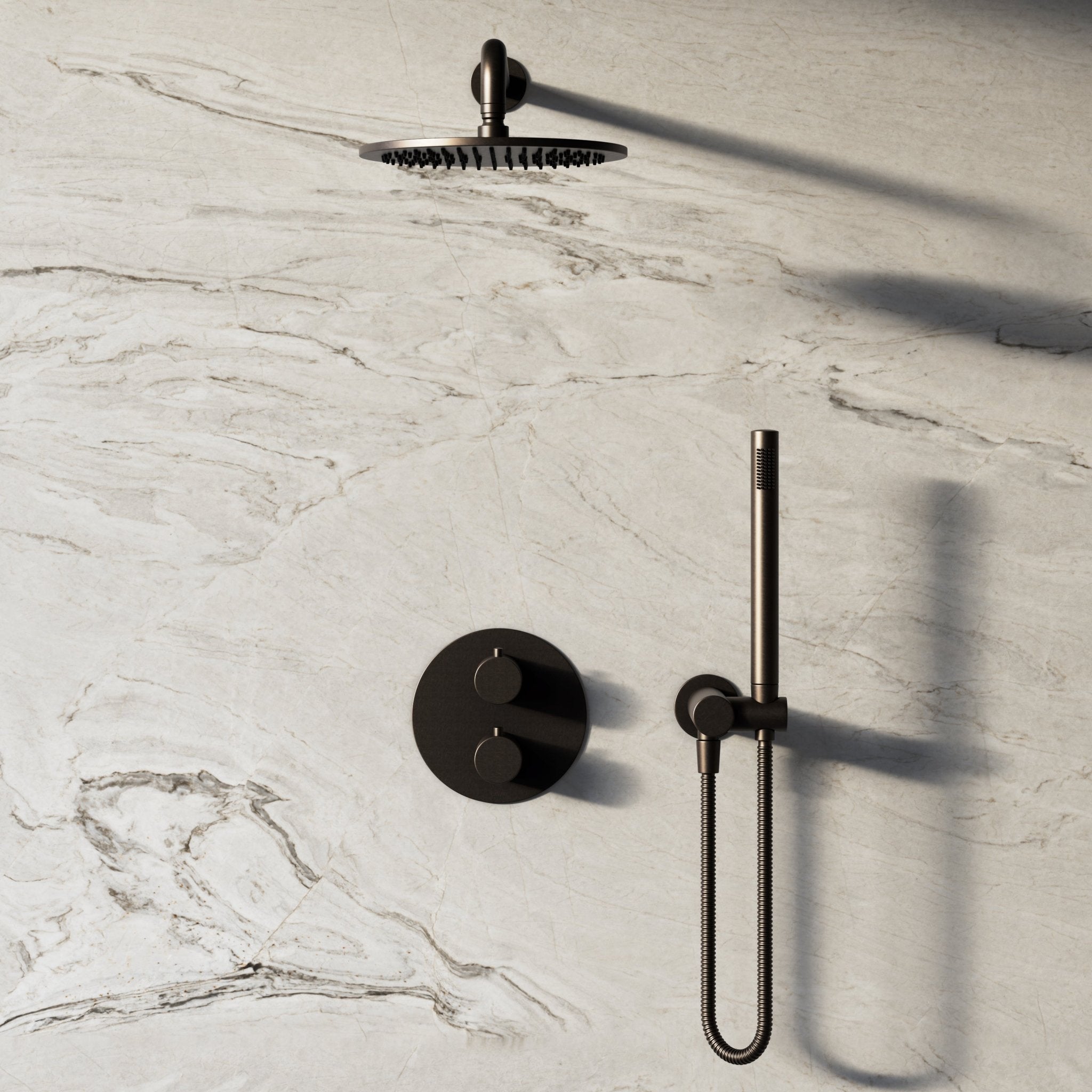 Image of Origin 2-Way Thermostatic Shower Set – Overhead & Angled Hand Shower - Cavari
