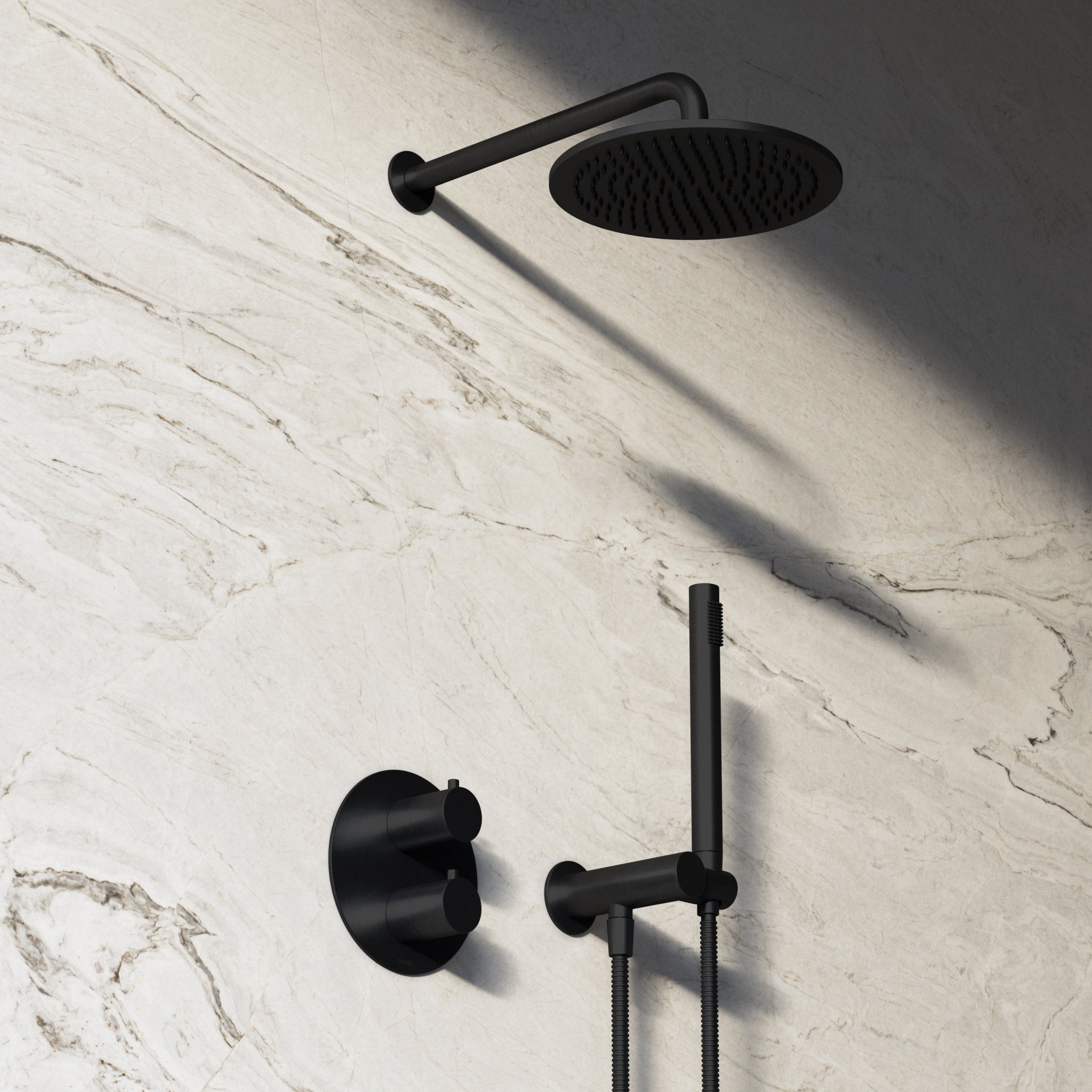 Image of Origin 2-Way Thermostatic Shower Set – Overhead & Angled Hand Shower - Cavari