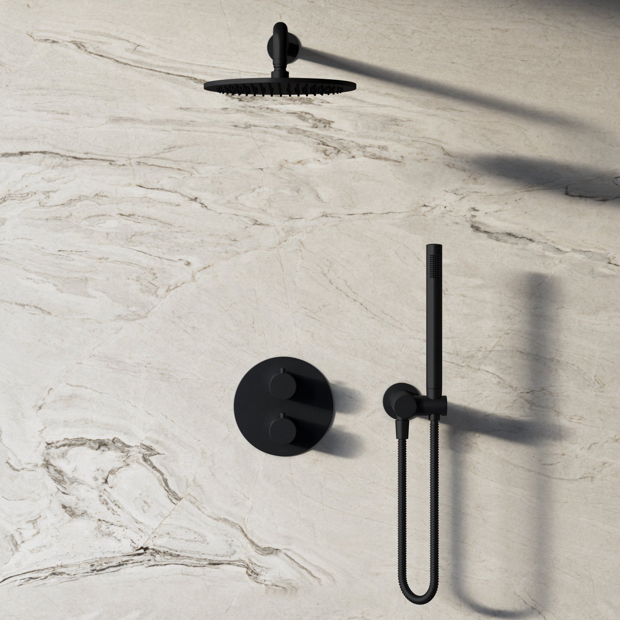 Image of Origin 2-Way Thermostatic Shower Set – Overhead & Angled Hand Shower - Cavari