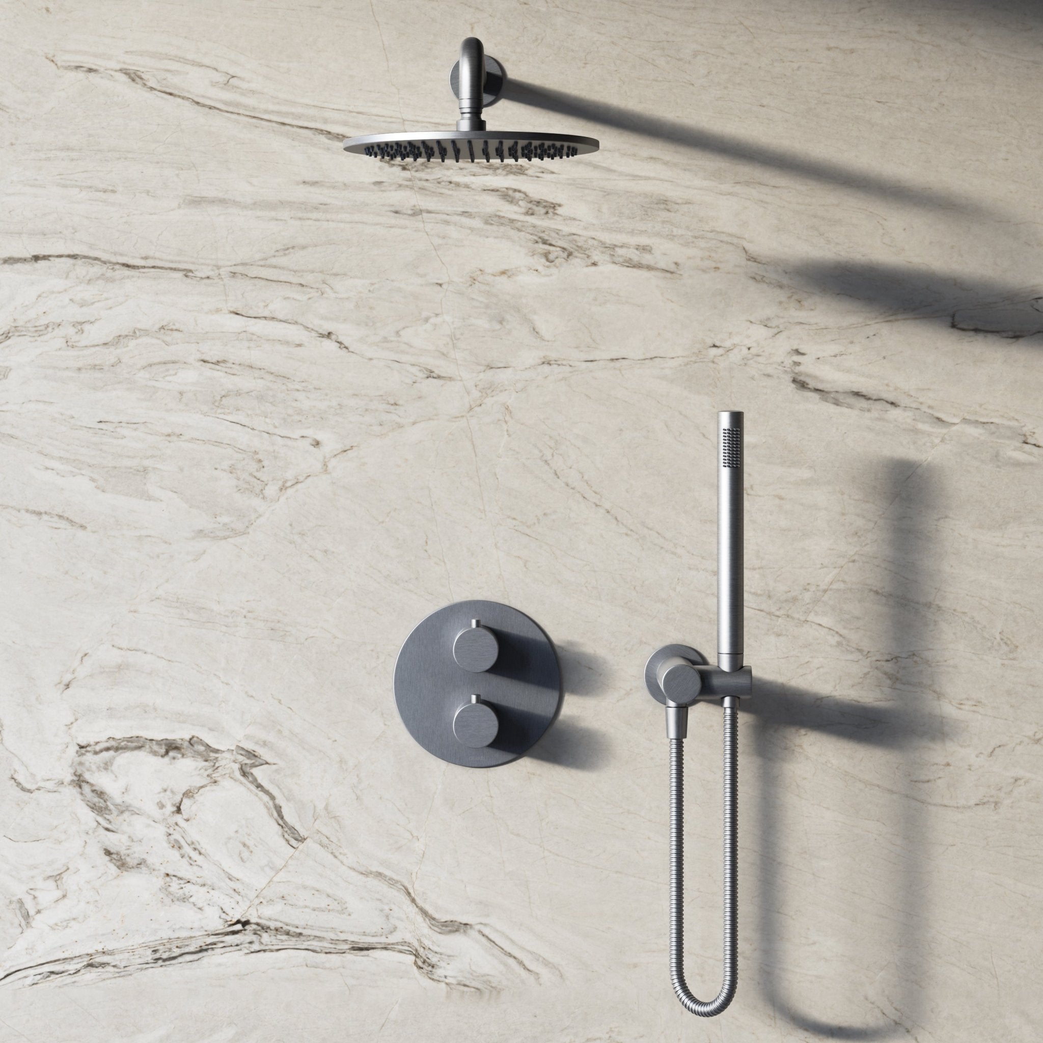 Image of Origin 2-Way Thermostatic Shower Set – Overhead & Angled Hand Shower - Cavari