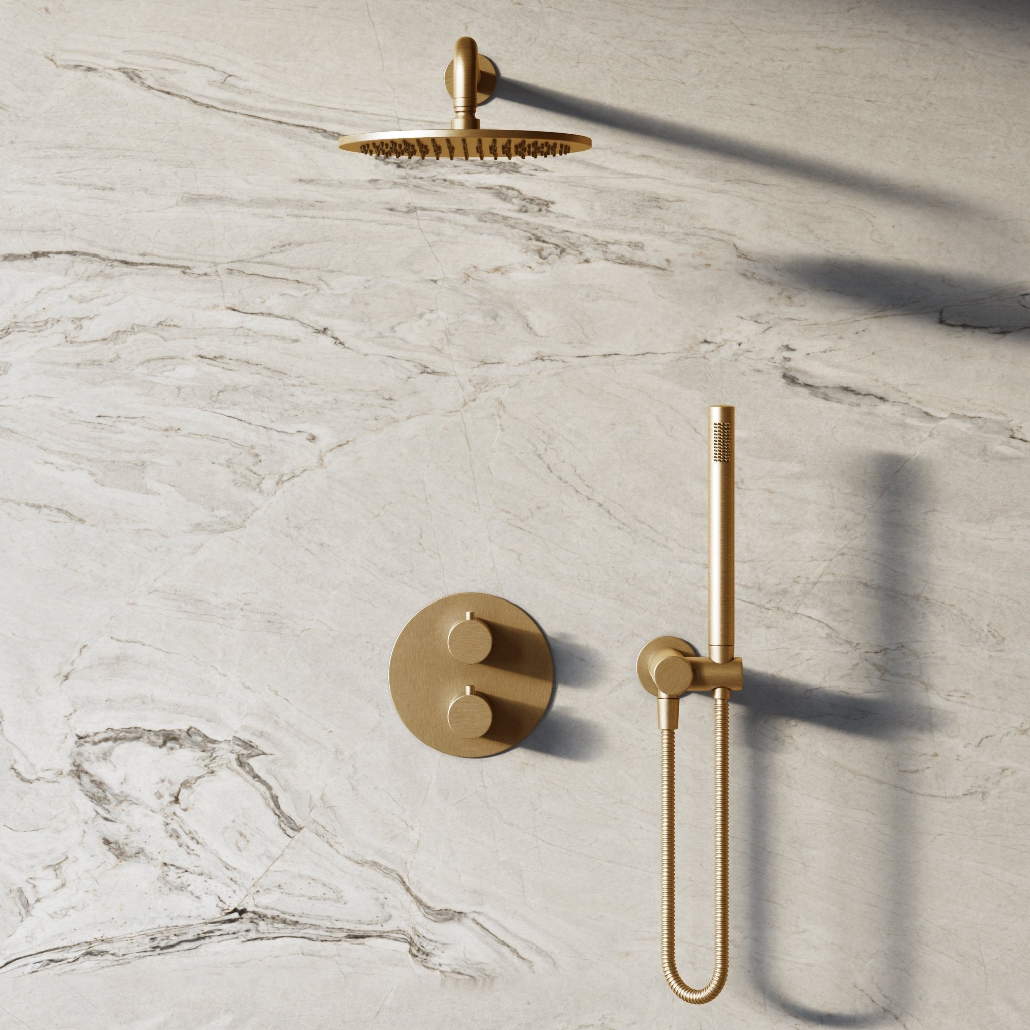 Image of Origin 2-Way Thermostatic Shower Set – Overhead & Angled Hand Shower - Cavari