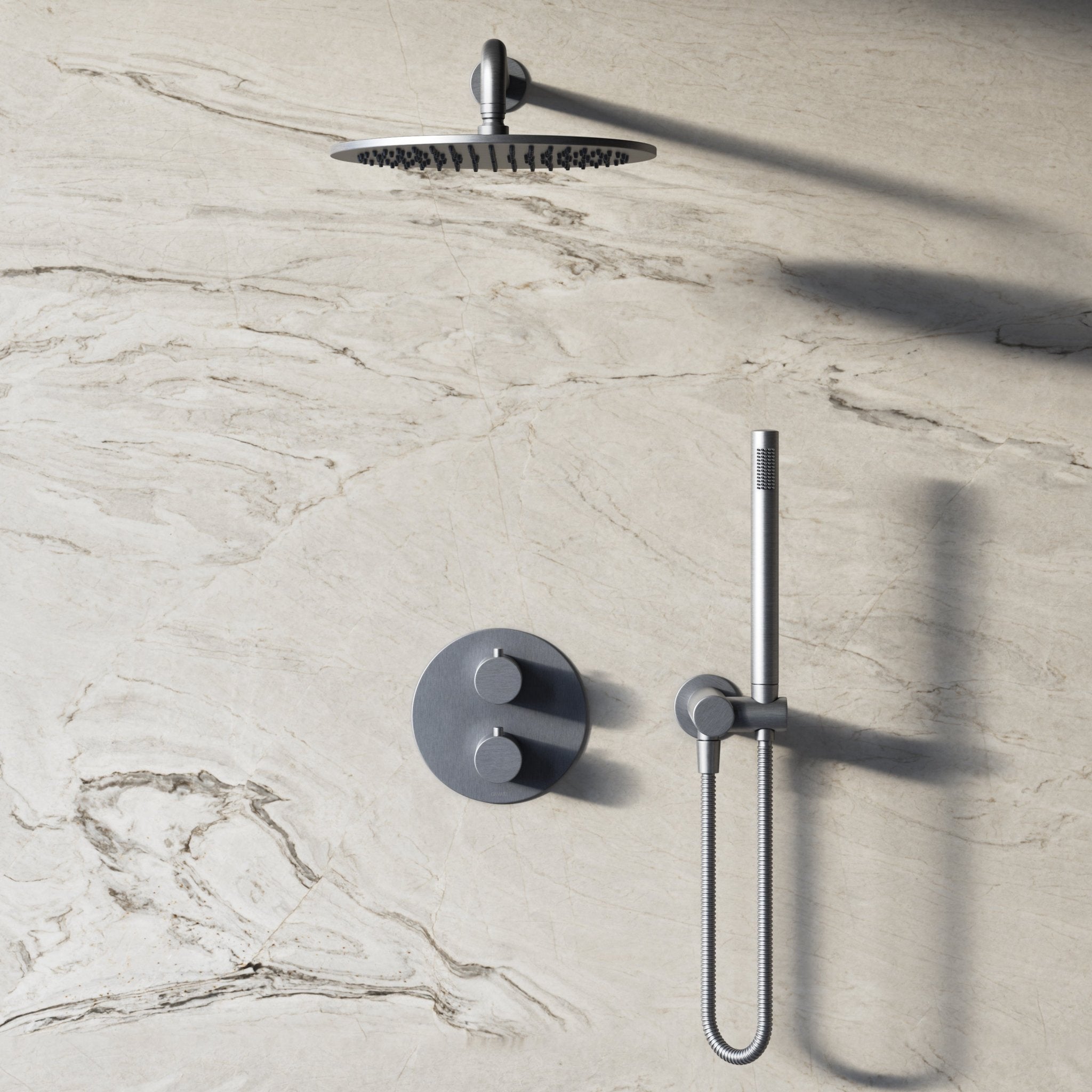 Image of Origin 2-Way Thermostatic Shower Set – Overhead & Angled Hand Shower - Cavari