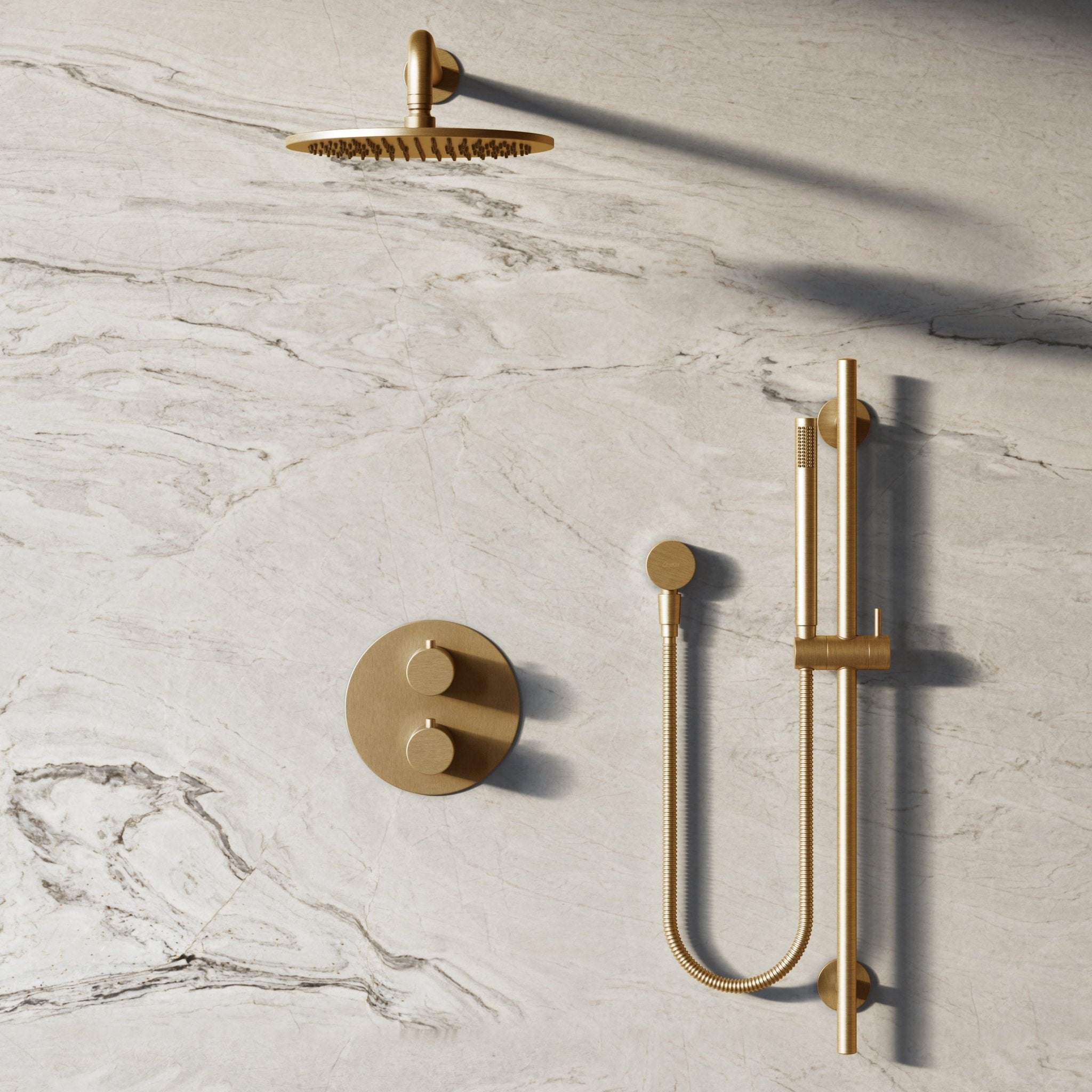Image of Origin 2-Way Thermostatic Shower Set – Overhead & Slide Rail Hand Shower - Cavari