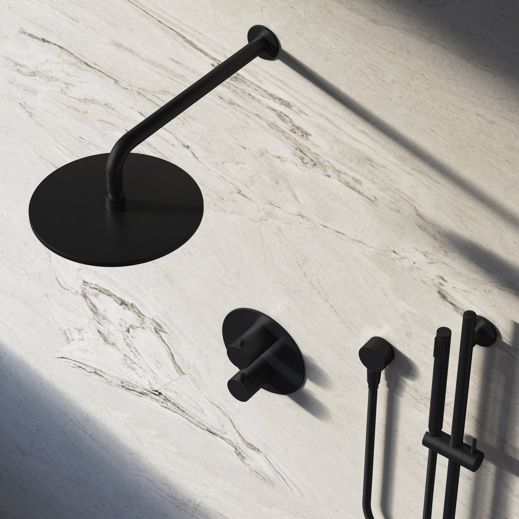 Image of Origin 2-Way Thermostatic Shower Set – Overhead & Slide Rail Hand Shower - Cavari
